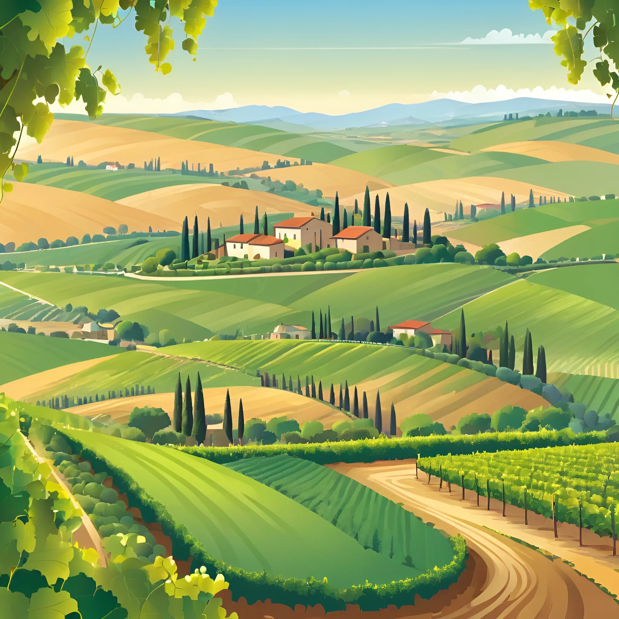 Italian Rural Vinyards Scenic Tuscan Vineyard Landscape - Free Download - AI Scribbles