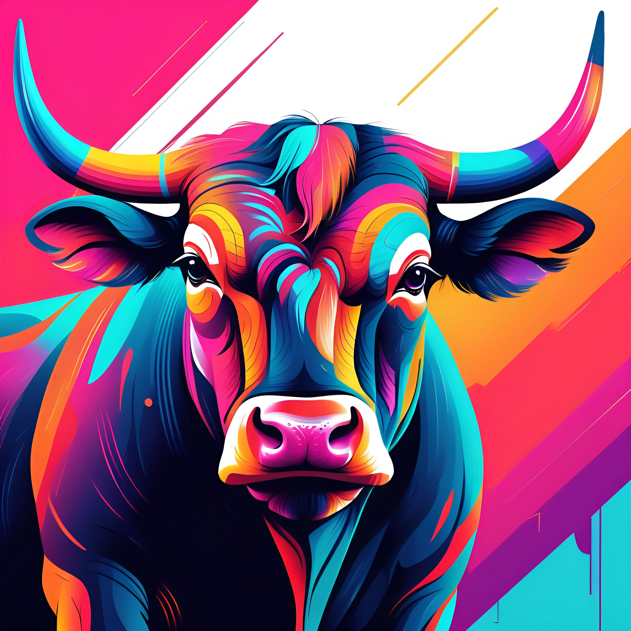 Cow Colorful Vibrant Colorful Cow Artwork - Free Download - AI Scribbles