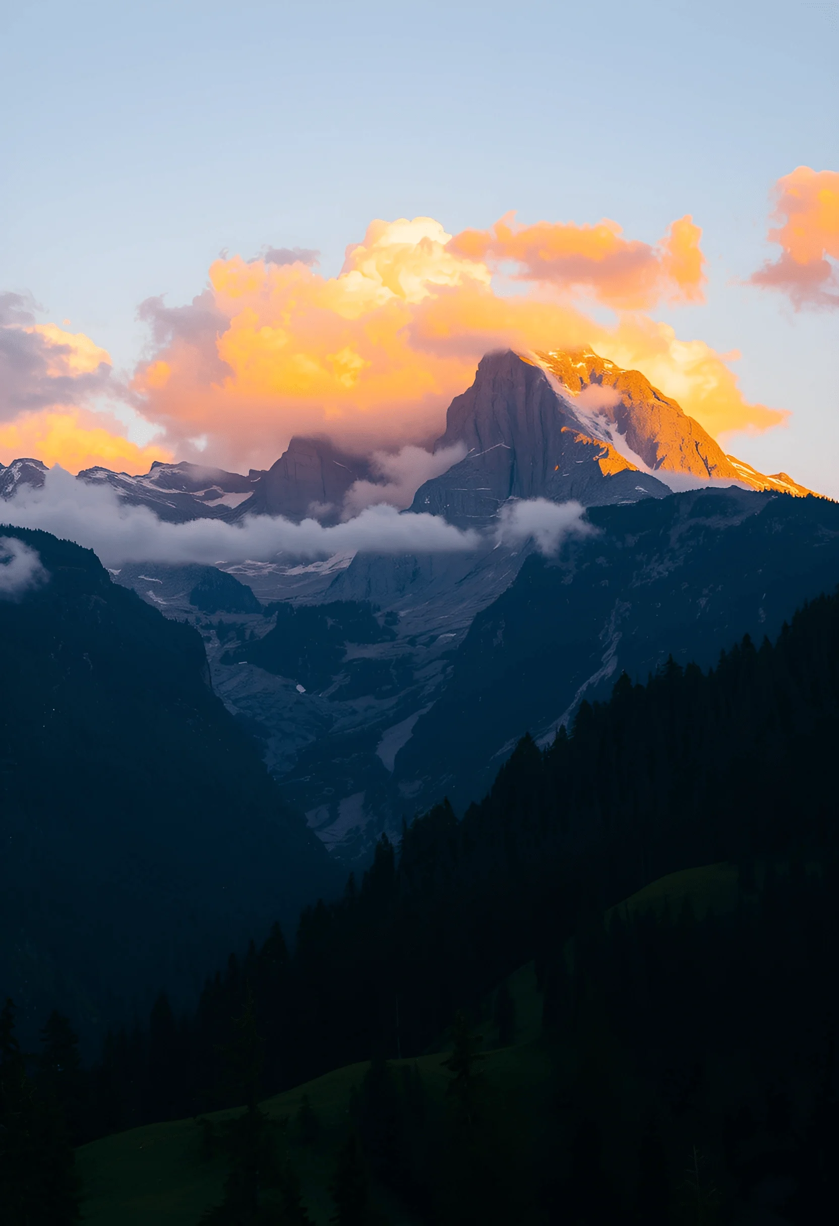 Sunset Glow on Alpine Mountain Peak - Free Download - AI Scribbles