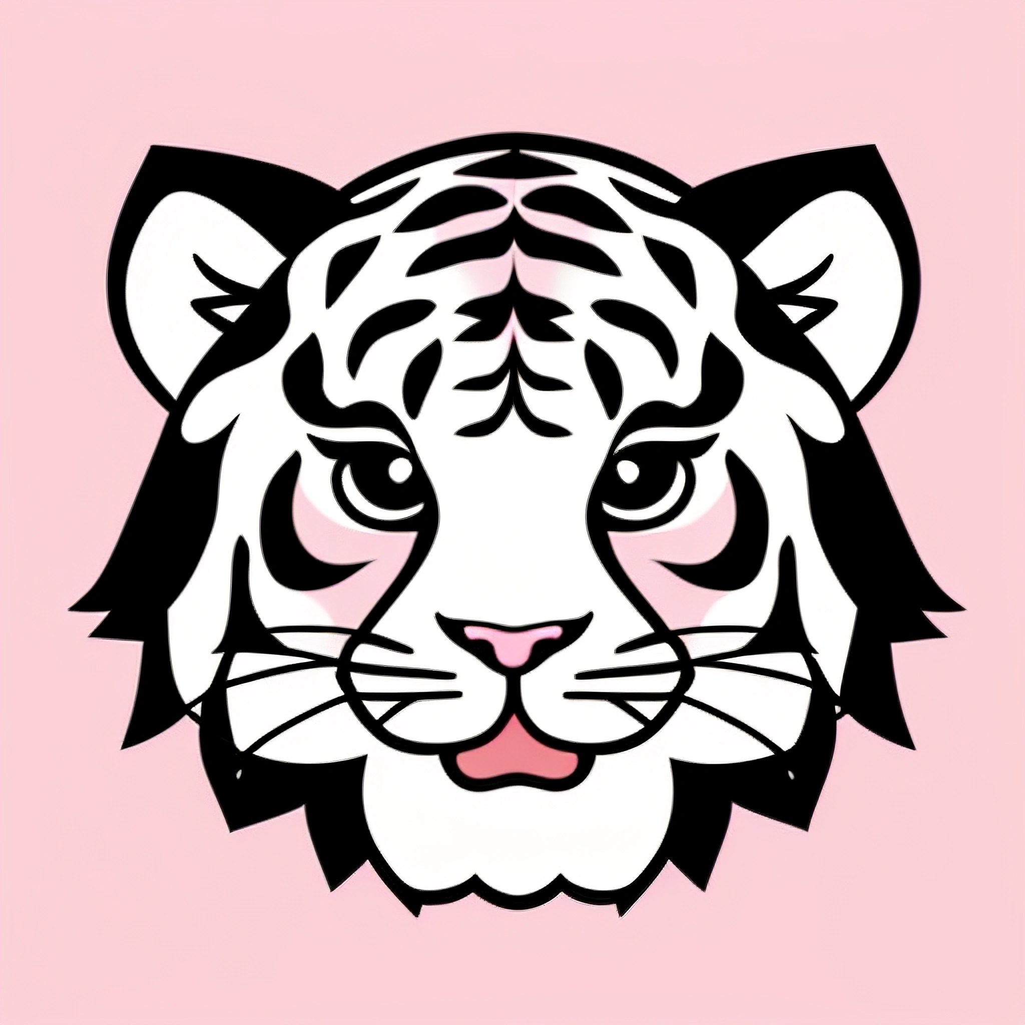 a drawing of a tiger's face on a pink background