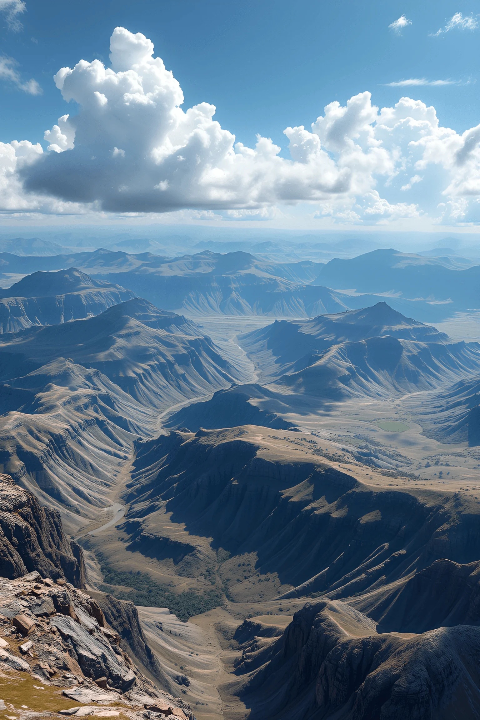 Mountainous Landscape with Deep Valleys and Cloudscape - Free Download ...