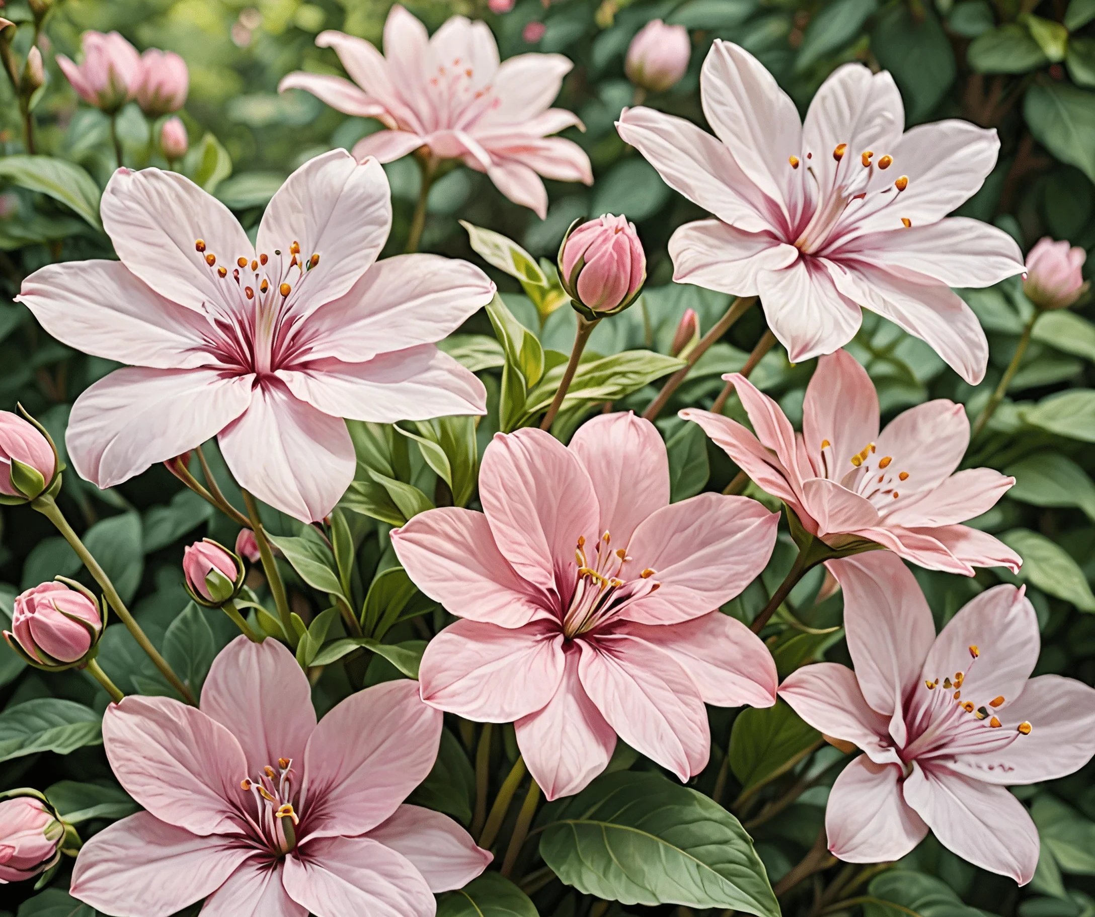 Pink Bloom Delicate Pink Blooms in Full Bloom - Free Download - AI Scribbles