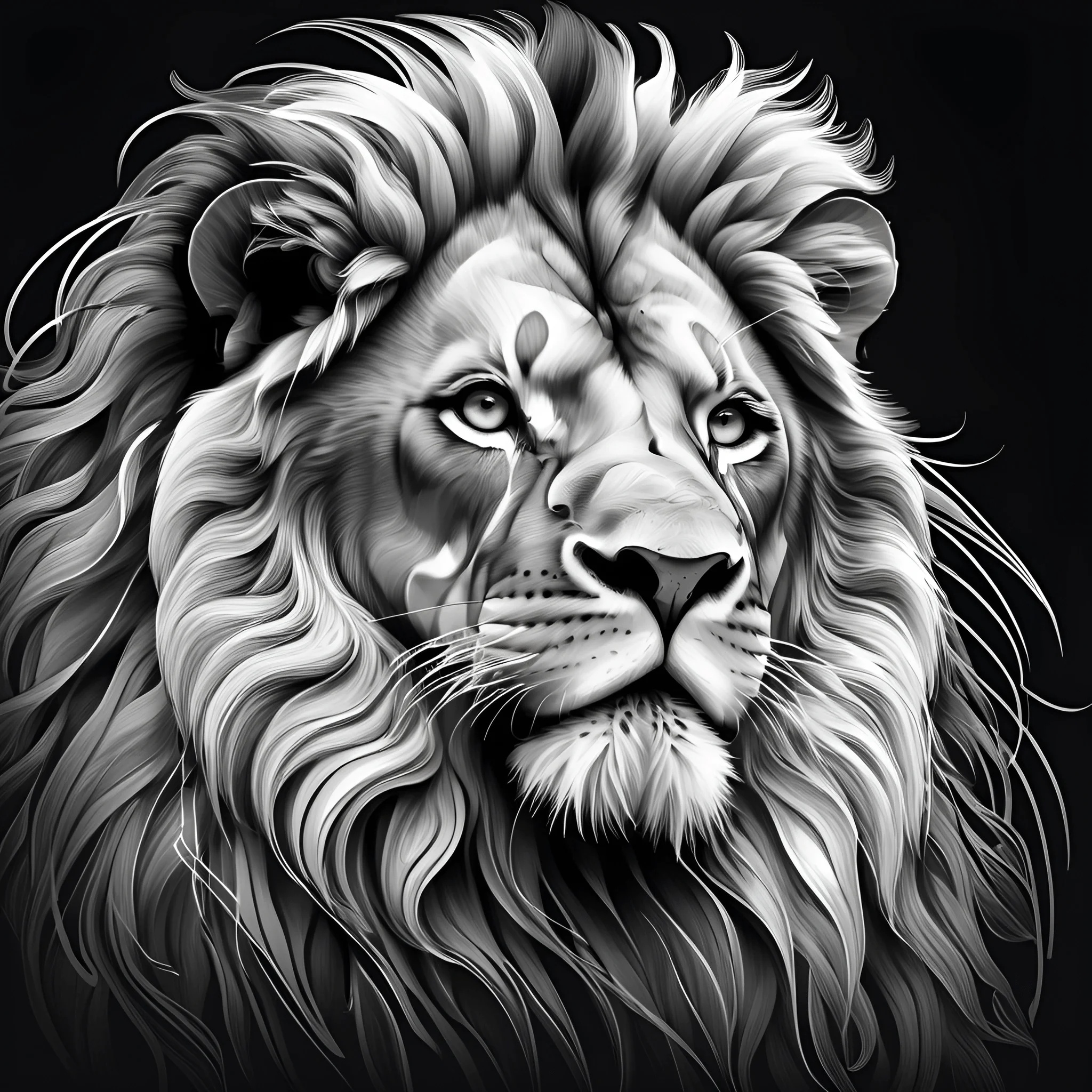 Lion Colorless Majestic Lion Portrait in Monochrome - Free Download - AI Scribbles