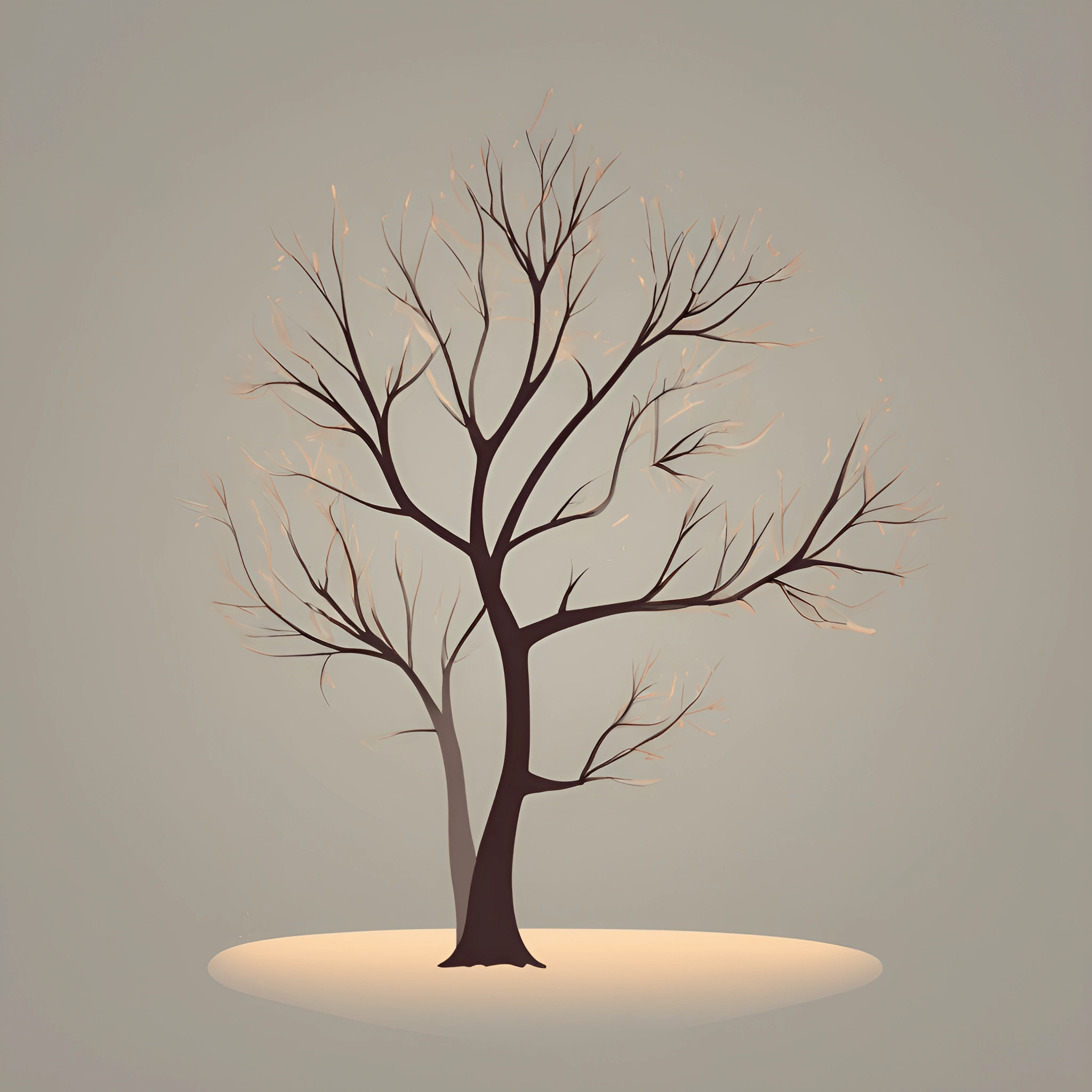 a tree with no leaves on it in the snow