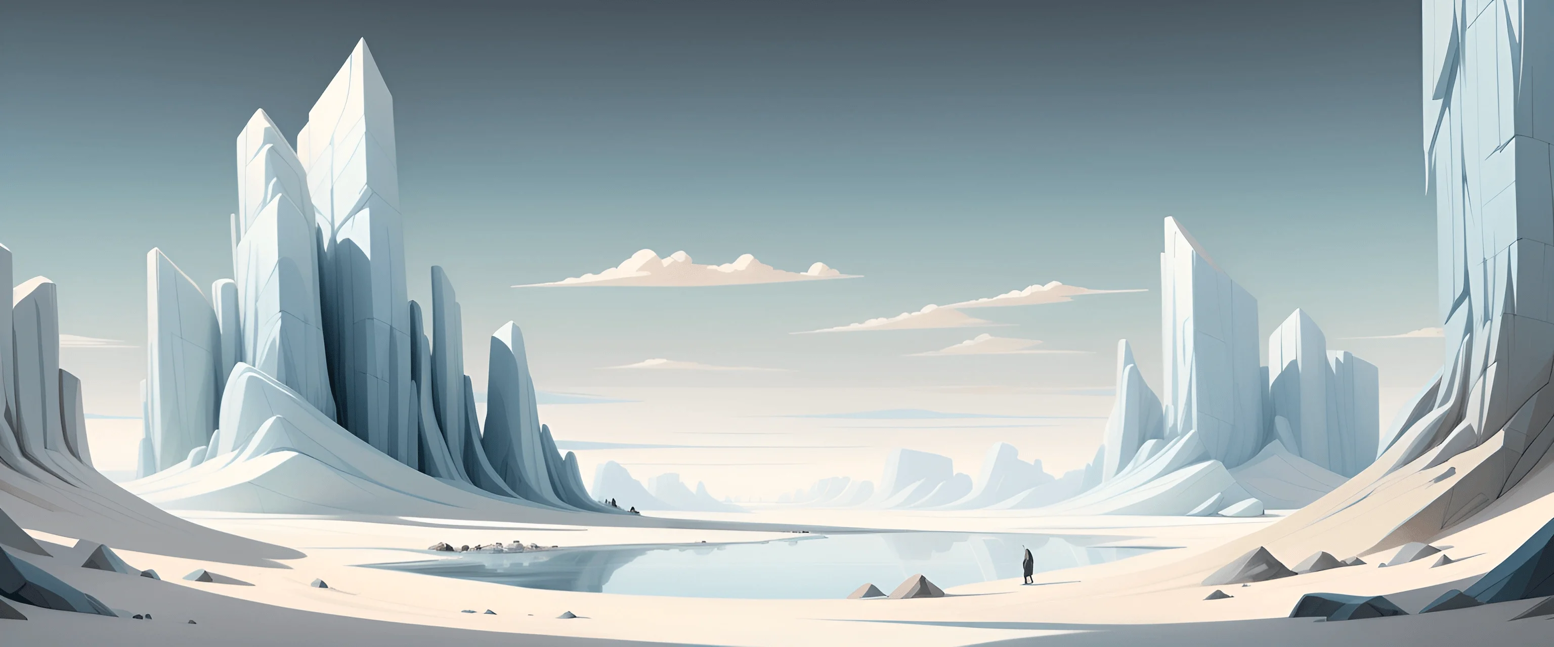 Serene Ice Mountain Landscape in Minimalist Style - Free Download - AI ...