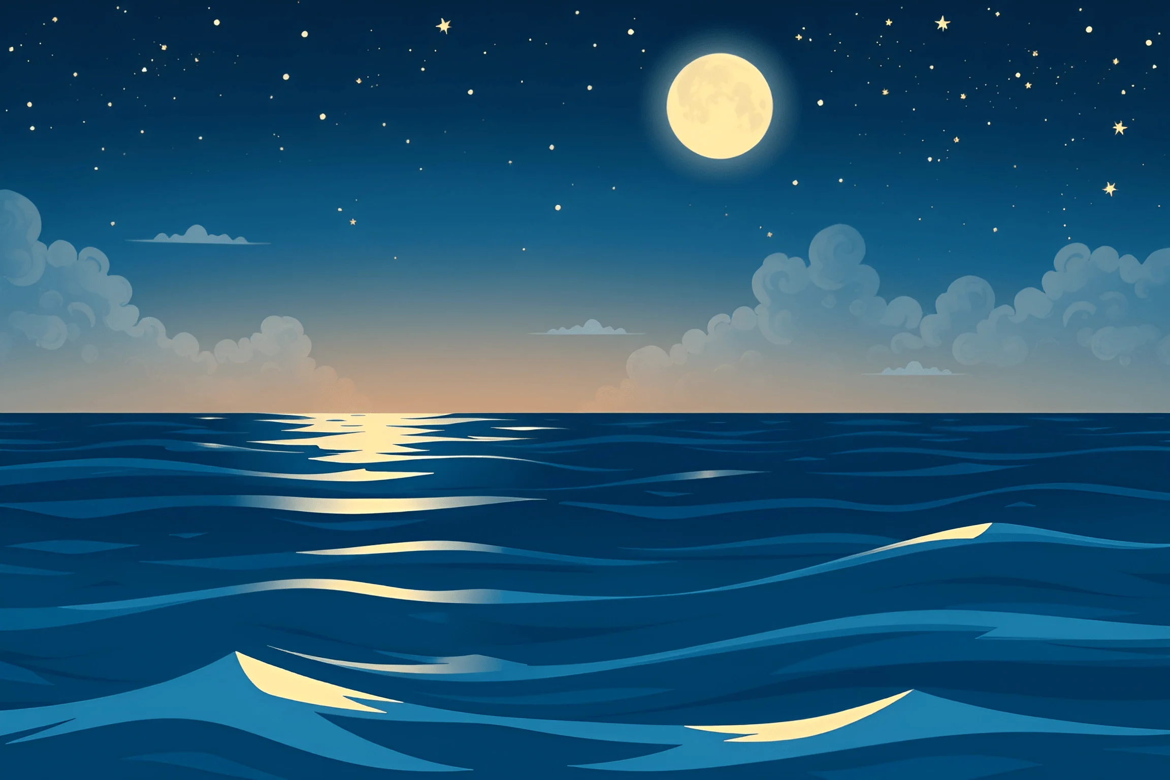 Moonlit Ocean Under Starry Night Sky - Free Download - AI Scribbles