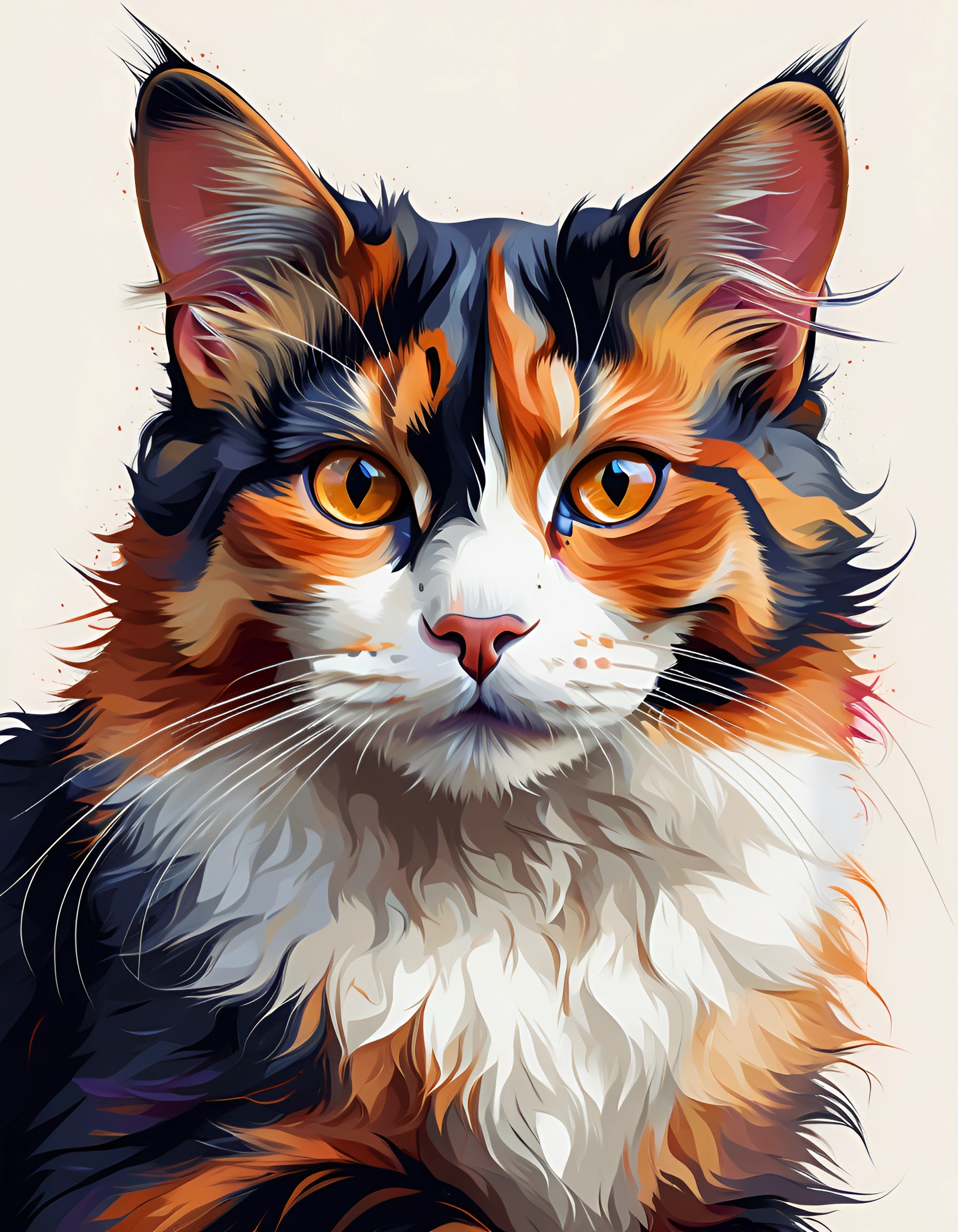 Colorful Illustrated Cat Portrait - Free Download - AI Scribbles