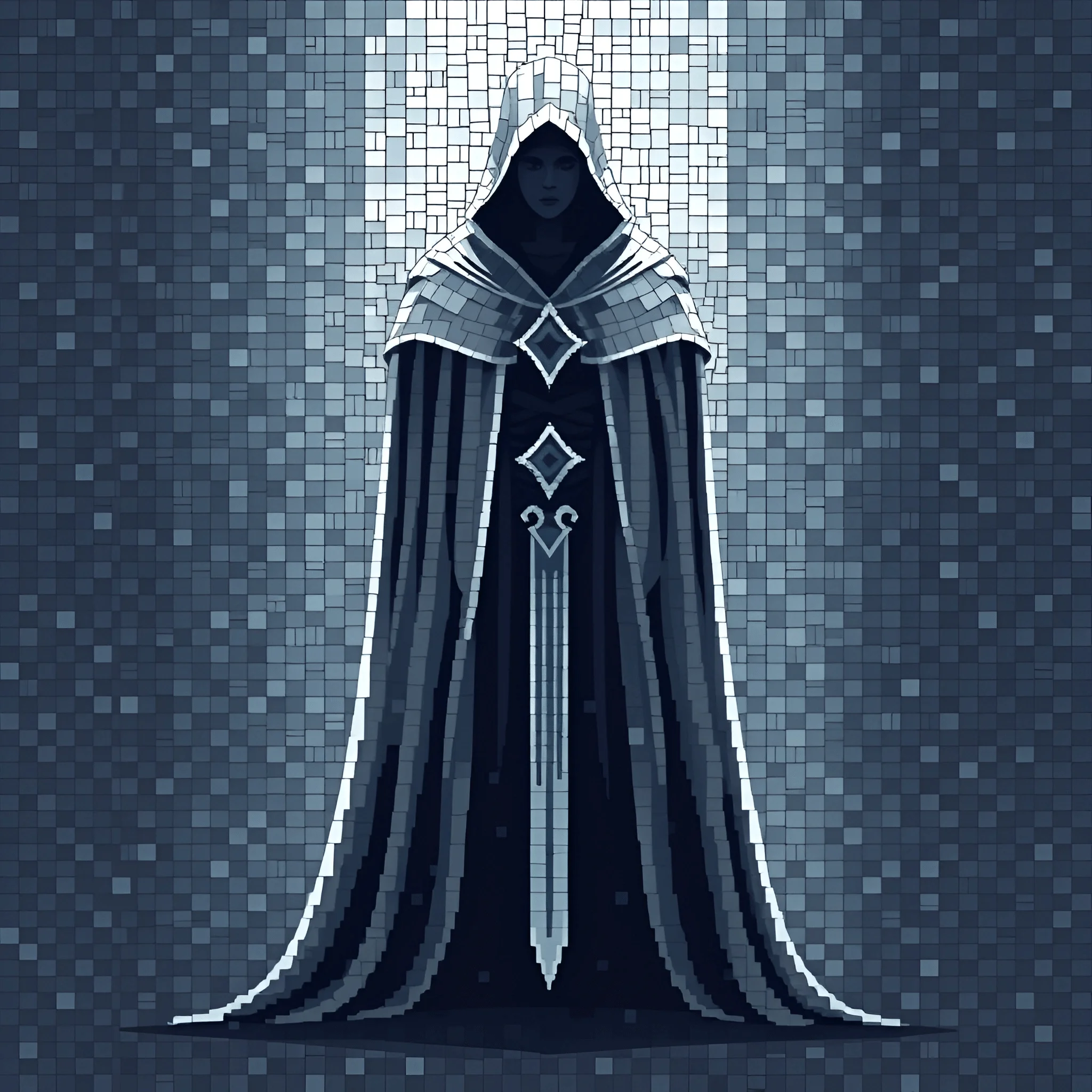 Pixel Art Dark Hooded Figure in Cloak - Free Download - AI Scribbles