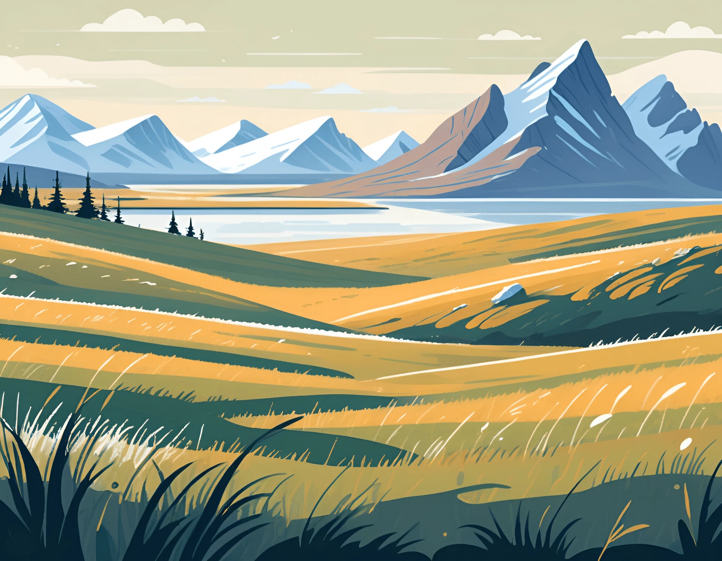 Styleized Vector Landscape Stylized Mountain Landscape - Free Download - AI Scribbles