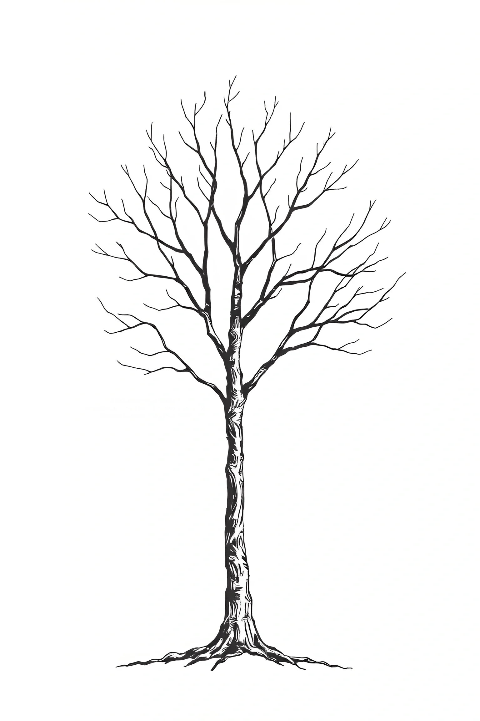 Scribbles Roots Black Ink Drawing of Leafless Tree with Root Detail - Free Download ...