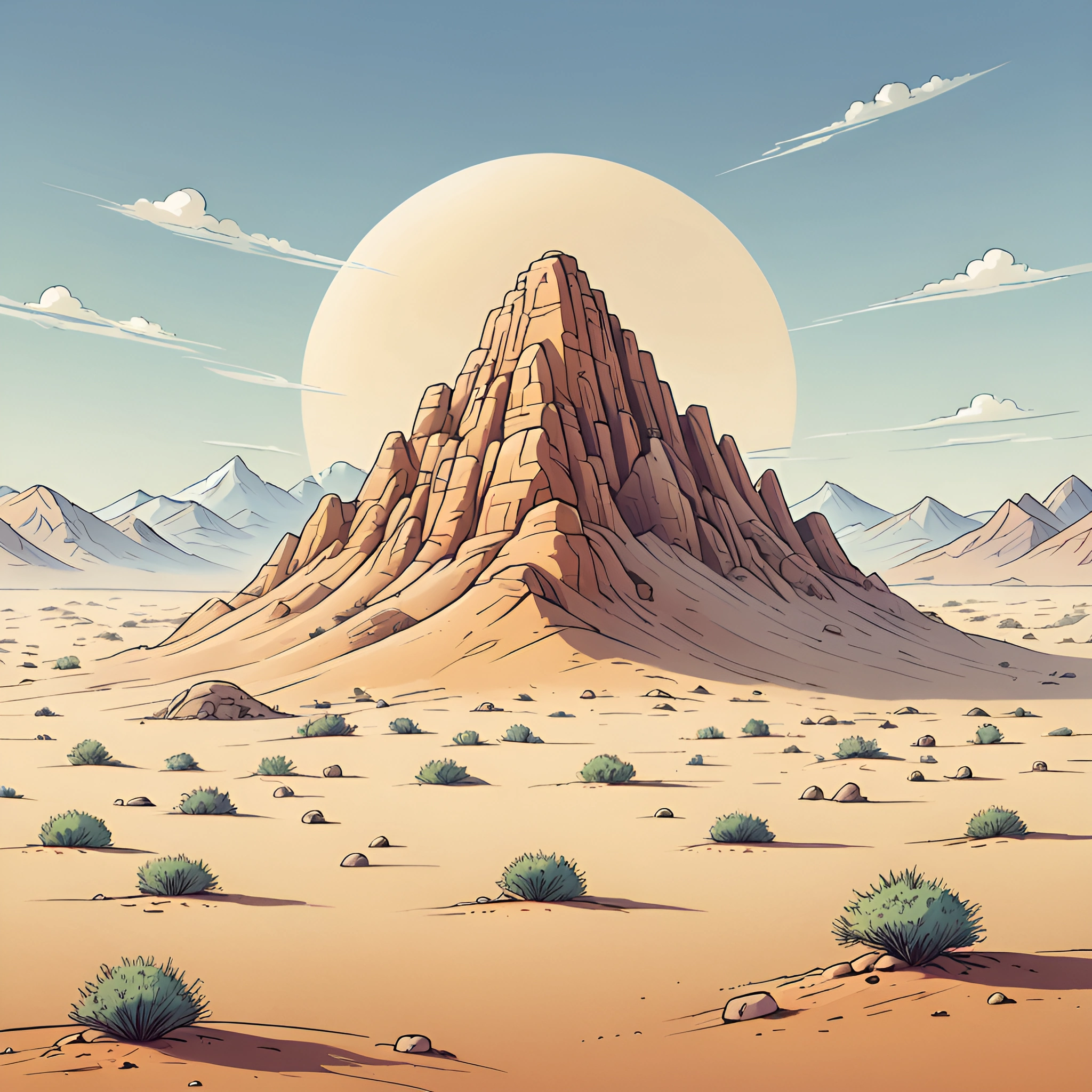 Desert Landscape with Rocky Mountain - Free Download - AI Scribbles