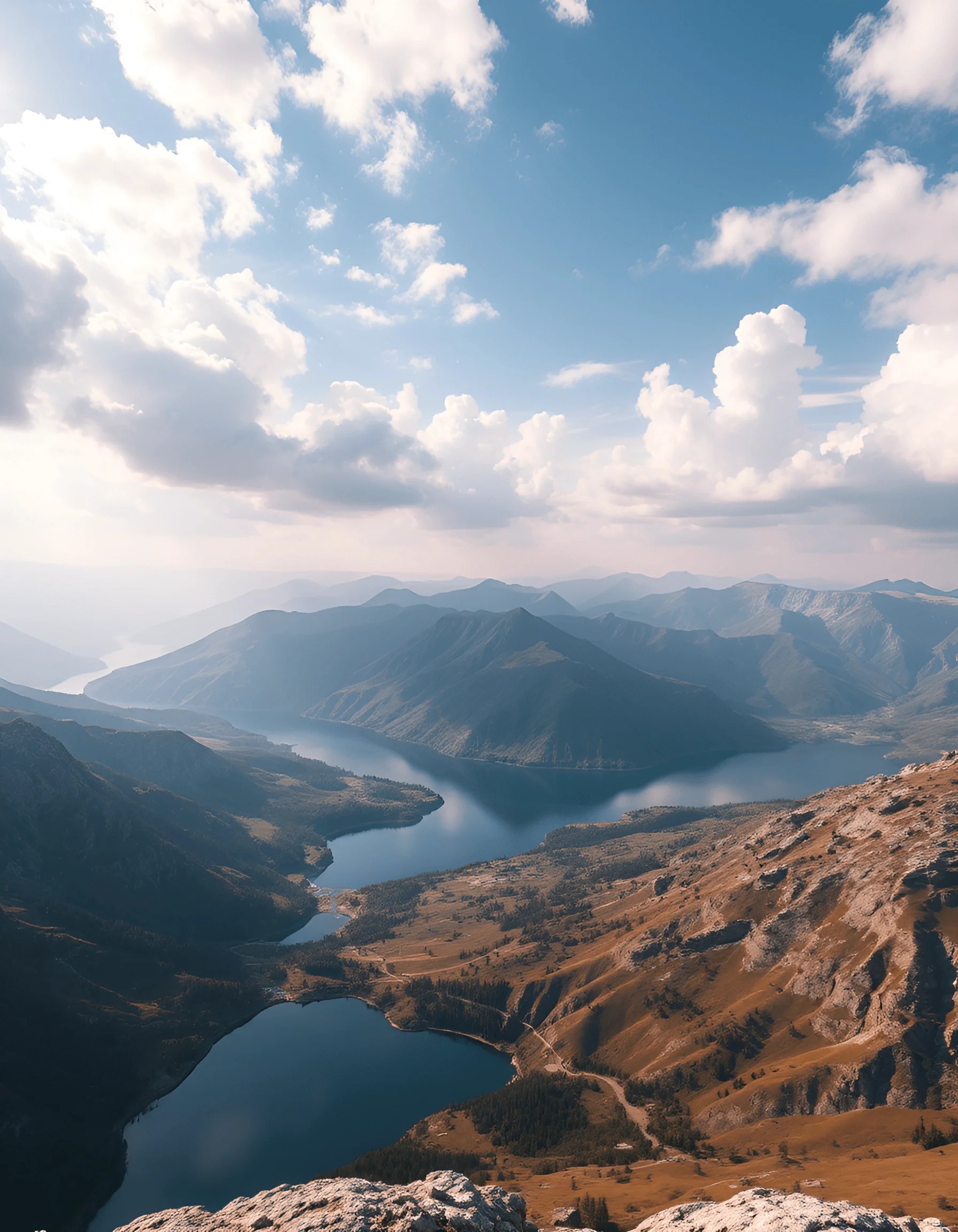 Panoramic Mountain Landscape Overlooking Lakes - Free Download - AI ...