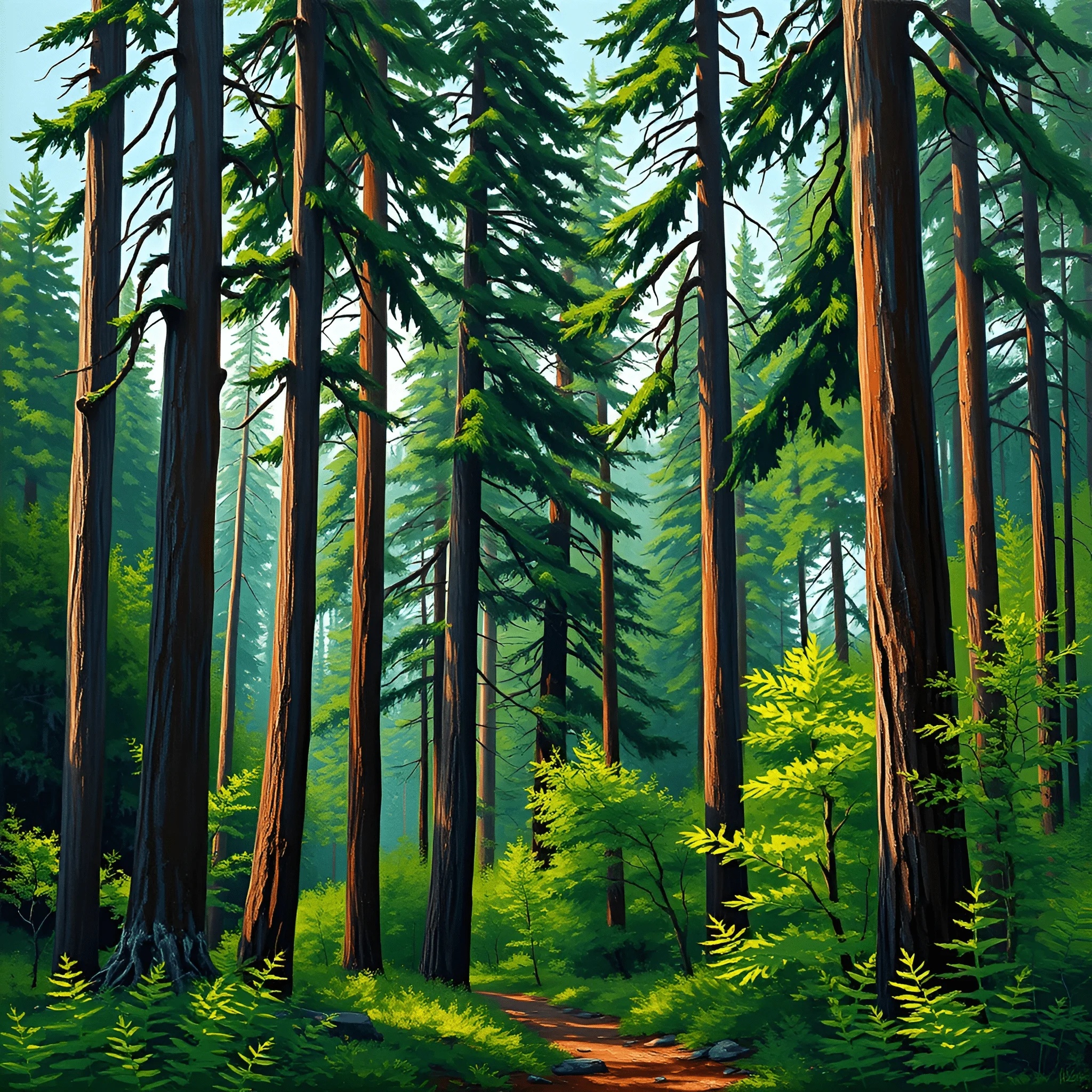 Sunlit Pine Forest Trail - Free Download - AI Scribbles