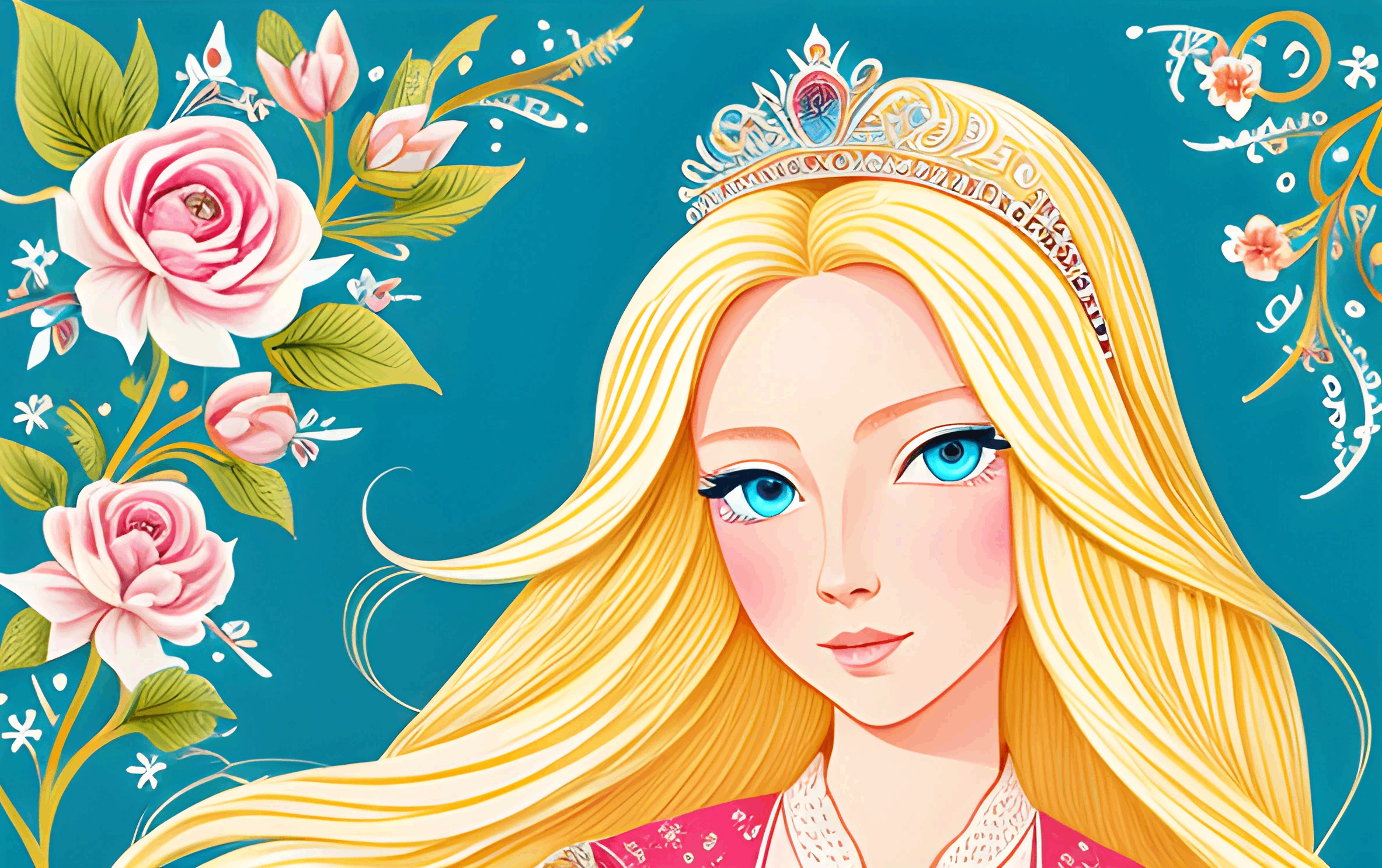 Digital Princess Drawing Elegant Princess Portrait - Free Download - AI Scribbles