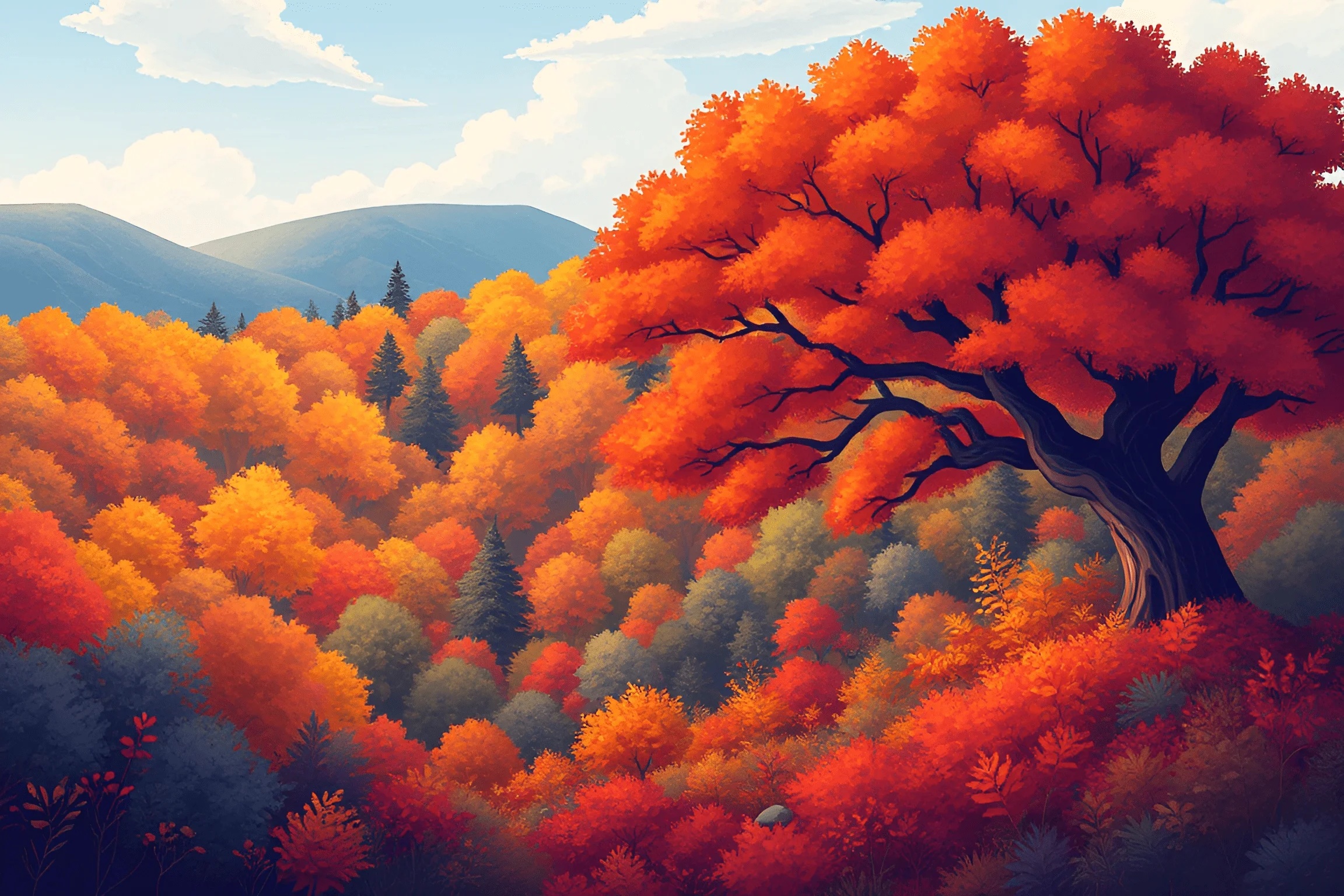 Autumn Forest Landscape Painting - Free Download - AI Scribbles