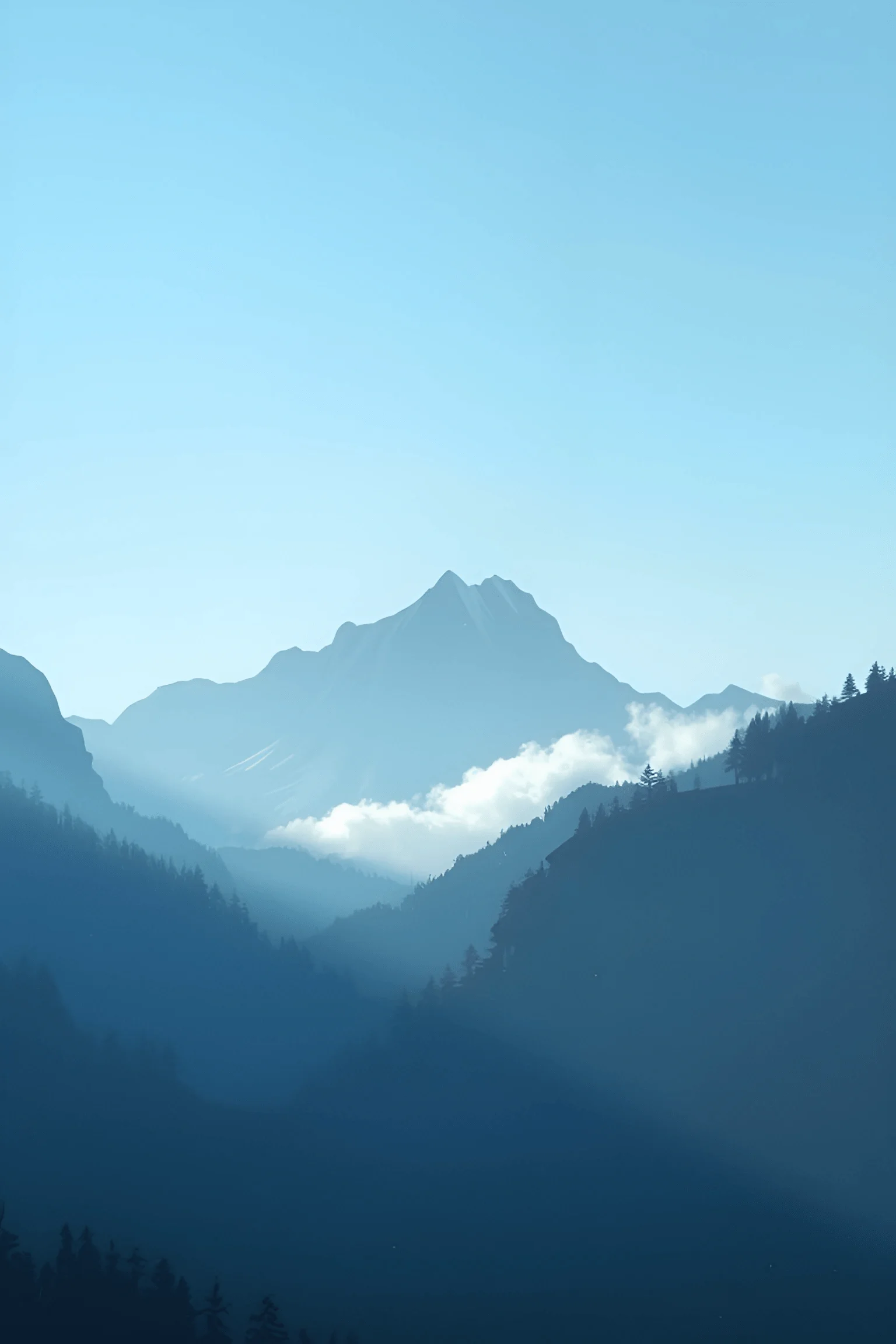 Blue Mountain Landscape With Morning Fog - Free Download - AI Scribbles