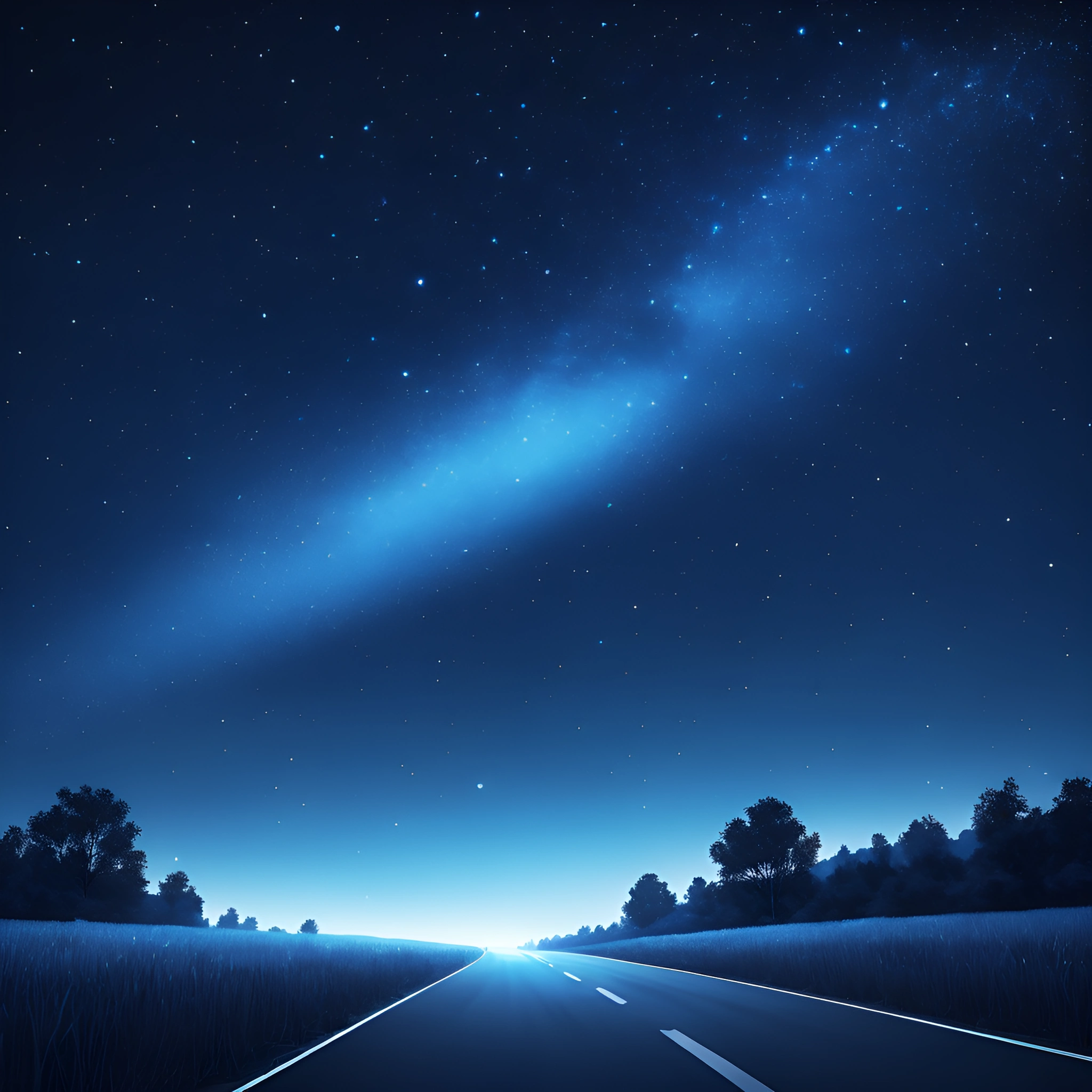 Night Road Under Starry Sky - Free Download - AI Scribbles