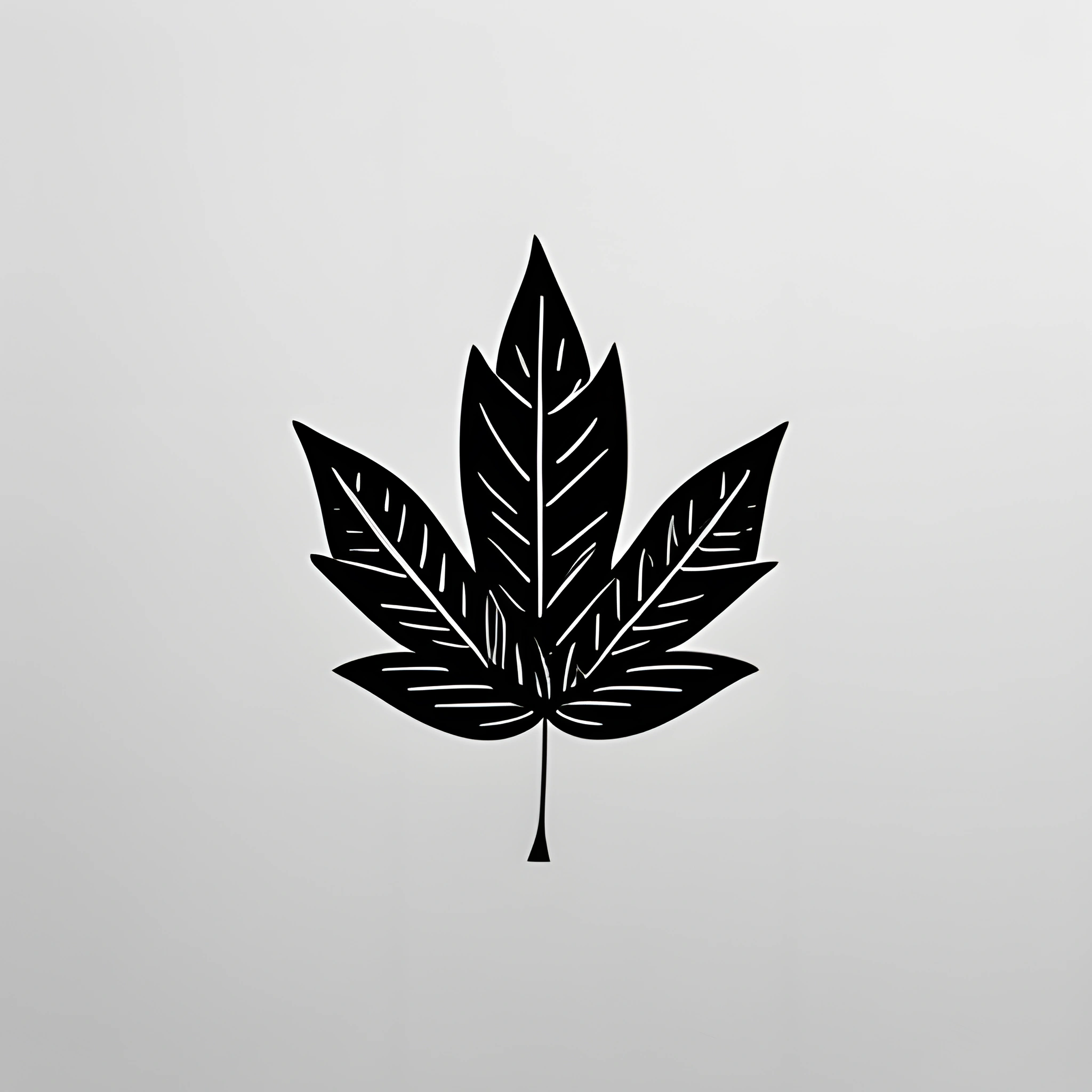 leaf on a white background with a black outline