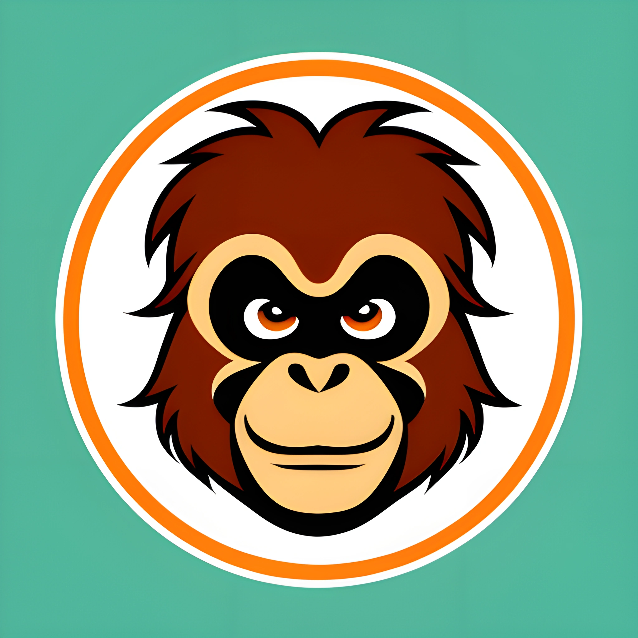 monkey face with a round orange border around it