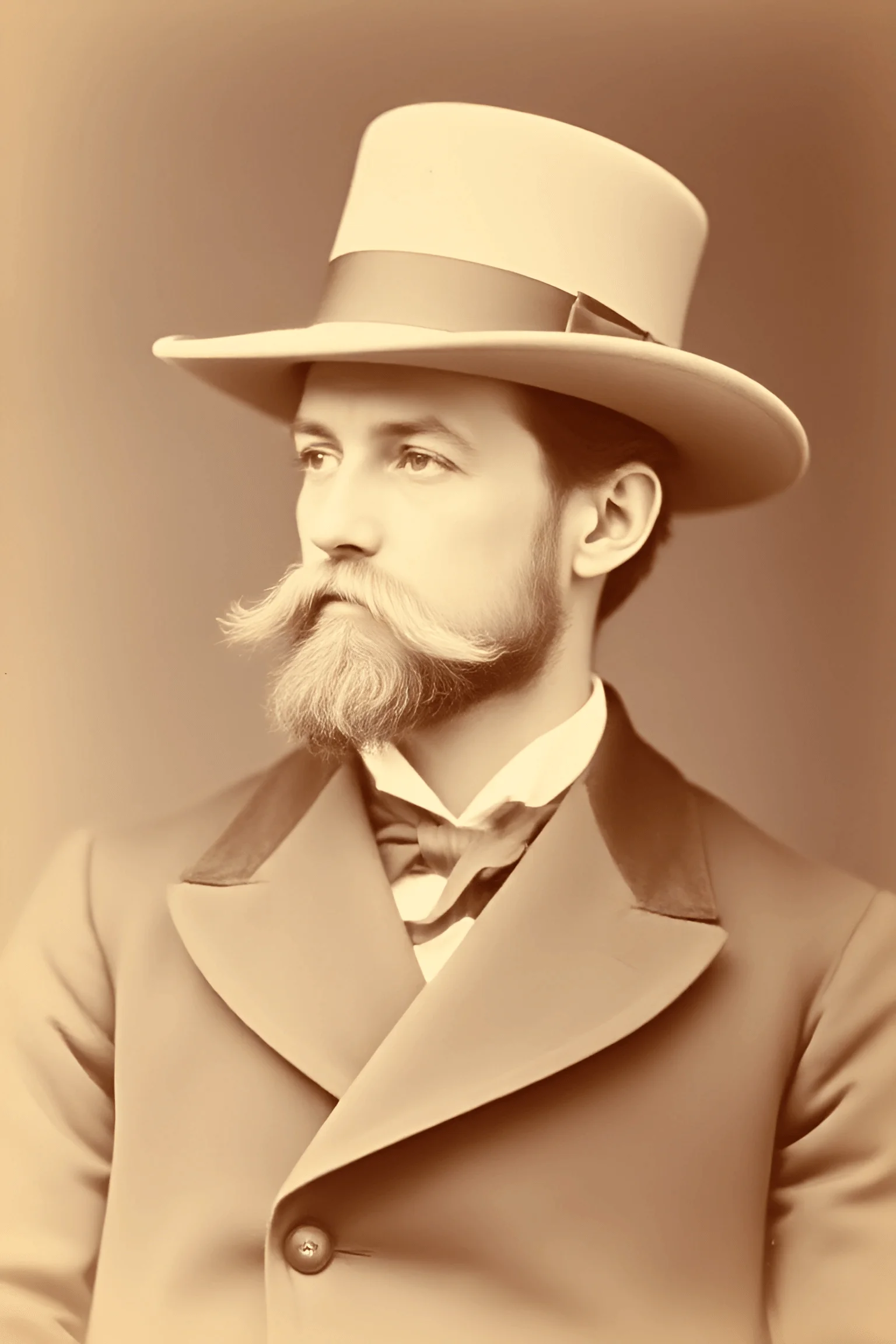 Victorian Gentleman Portrait with Top Hat and Styled Mustache - Free ...