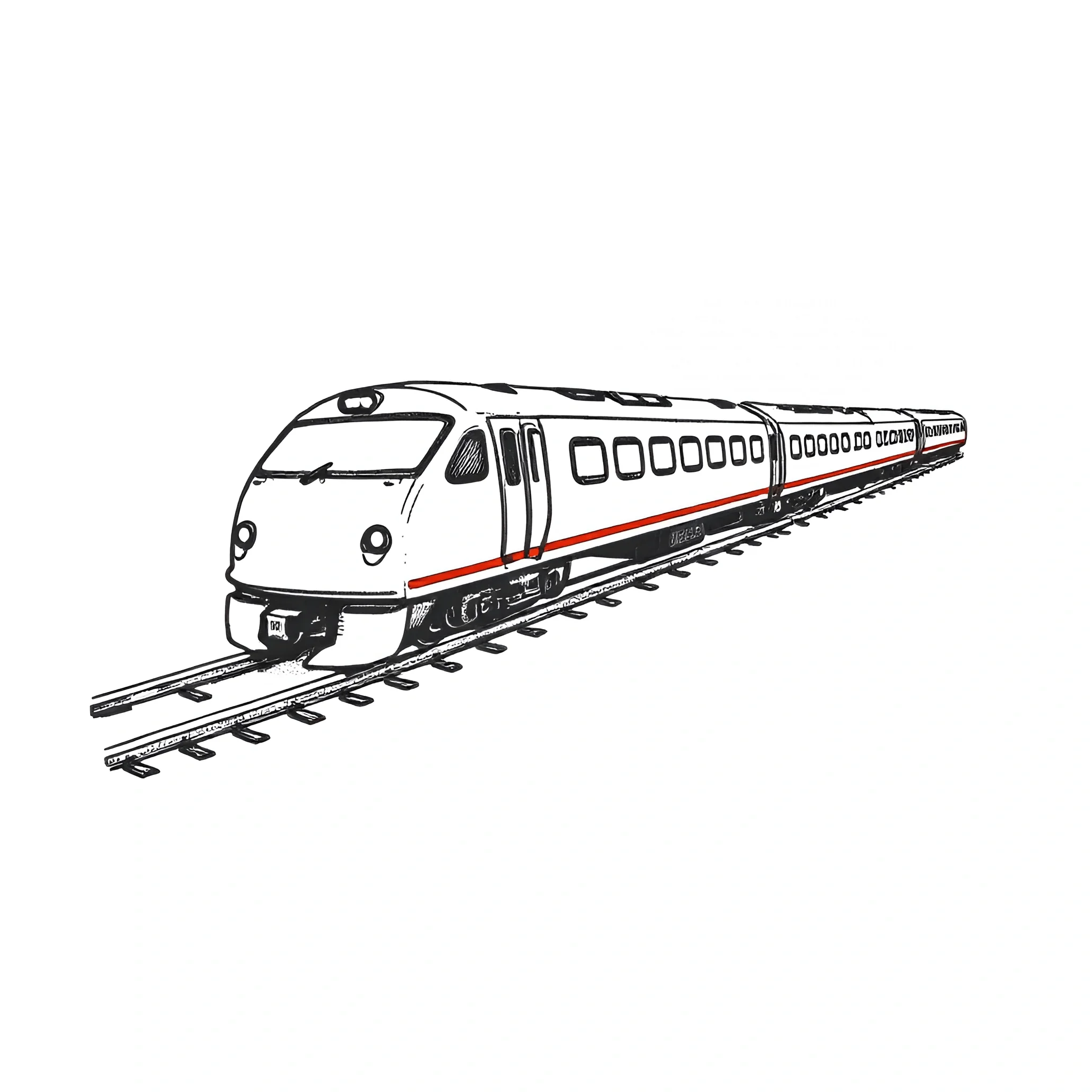 Line Drawing of Modern Passenger Train - Free Download - AI Scribbles