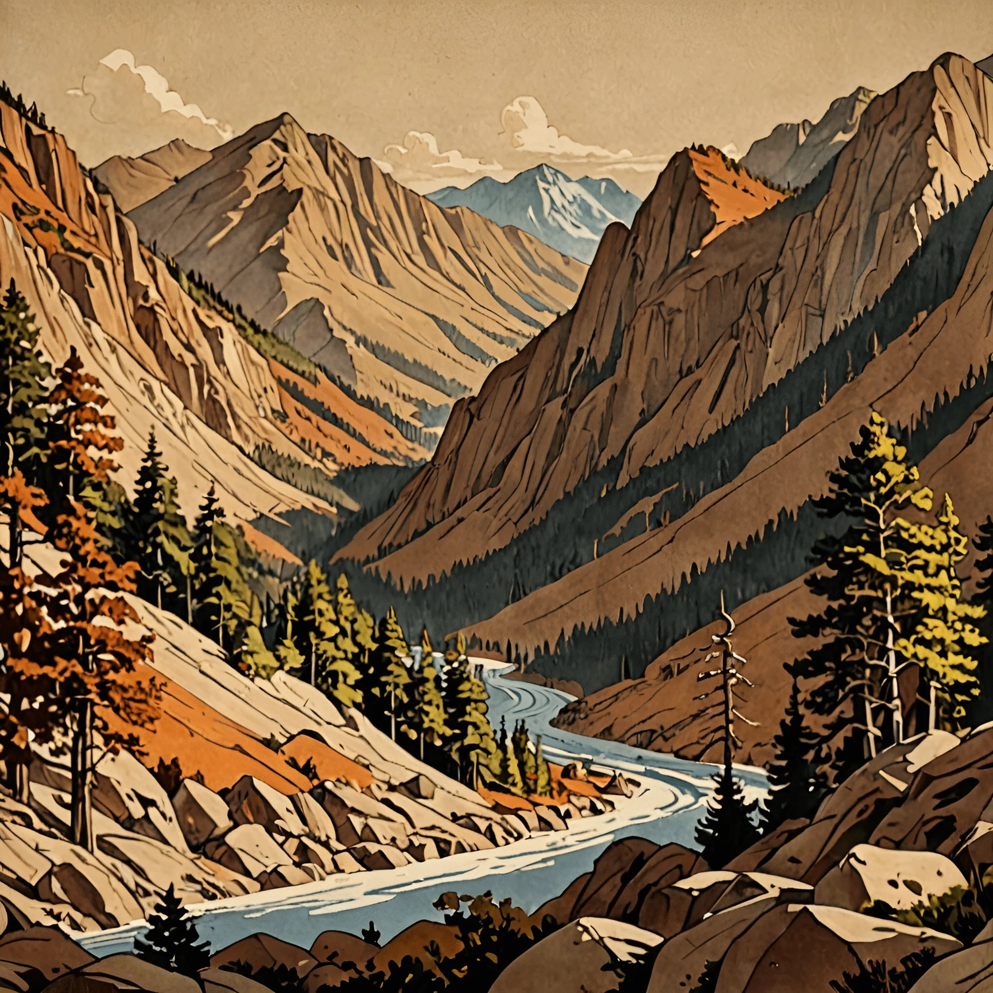 Scenic Mountain Valley with River - Free Download - AI Scribbles