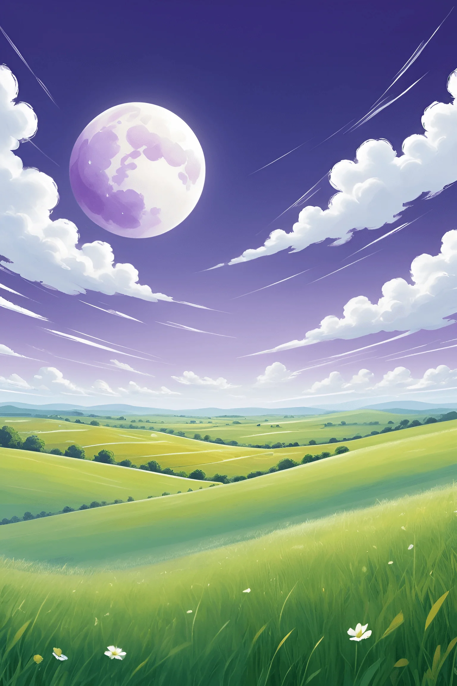 Vibrant Moonlit Landscape - Free Download - AI Scribbles