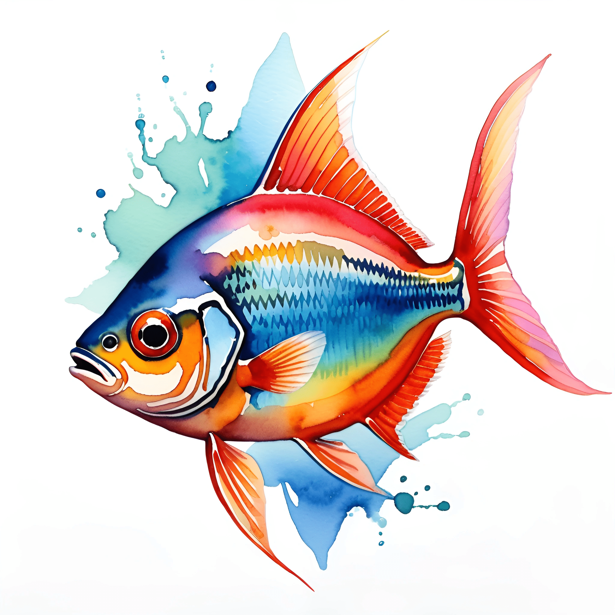 Vibrant Watercolor Fish Illustration - Free Download - AI Scribbles
