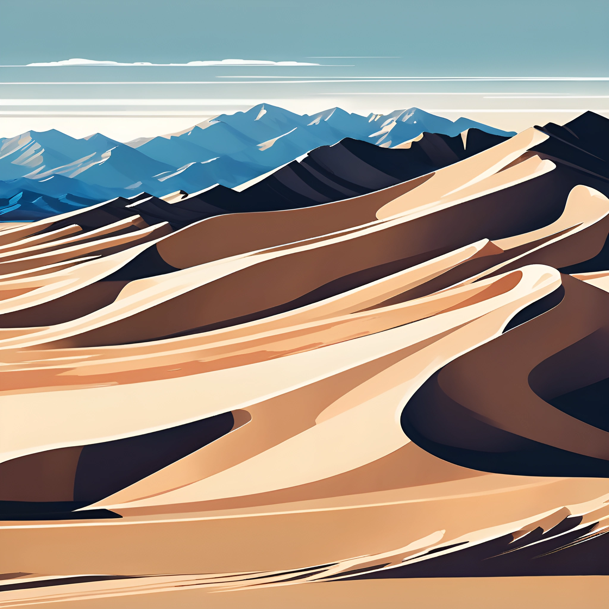 Styleized Vector Landscape Stylized Desert Landscape with Mountains - Free Download - AI Scribbles