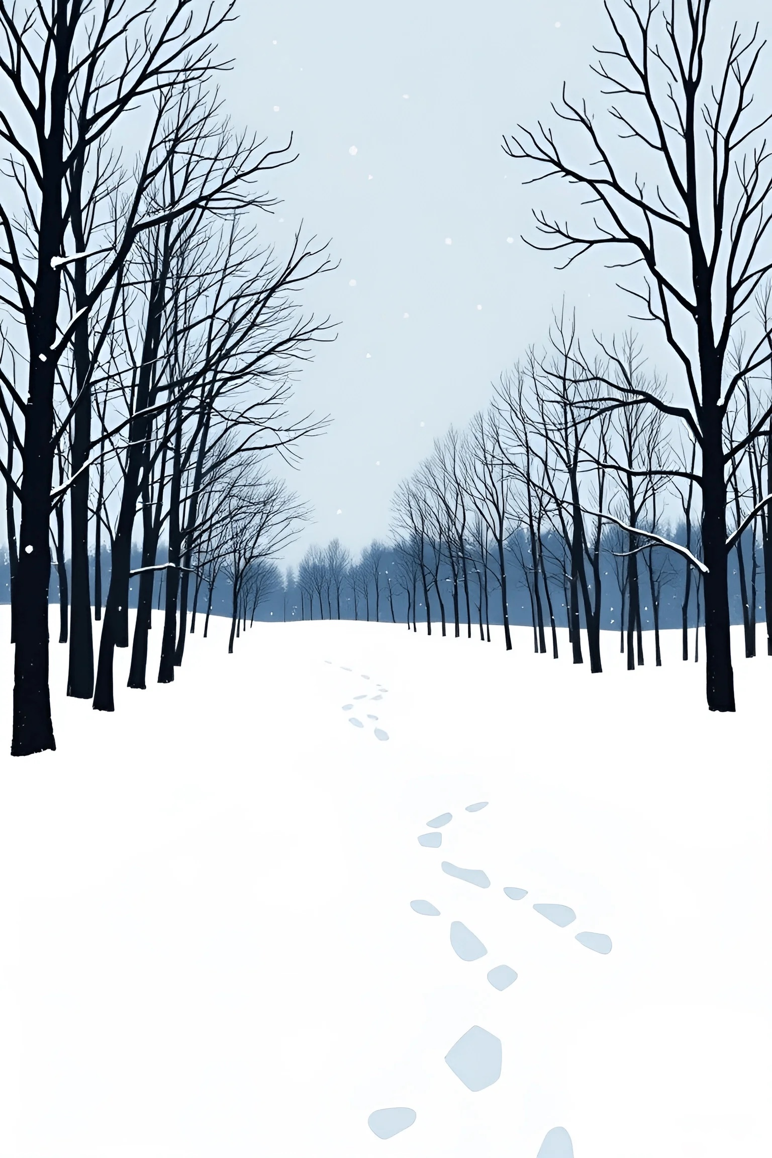 Snowy Winter Path Through Bare Trees - Free Download - AI Scribbles