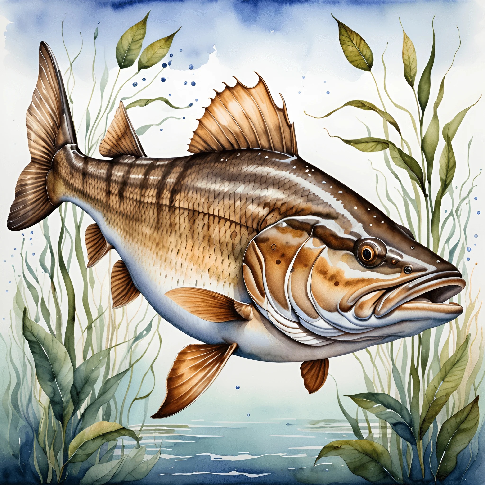 Realistic Watercolor Illustration of a Fish - Free Download - AI Scribbles