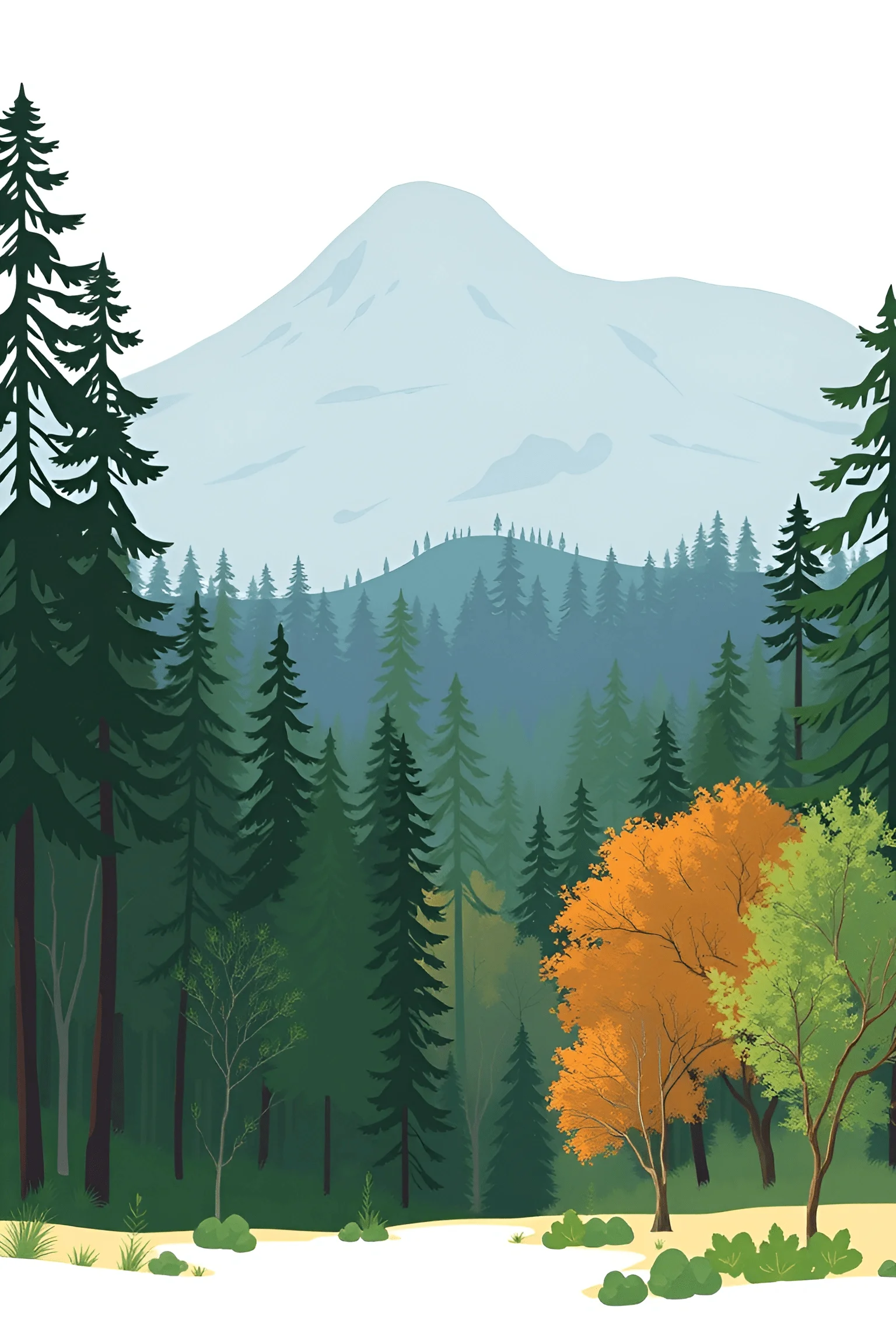 Mountain Landscape with Pine Trees - Free Download - AI Scribbles