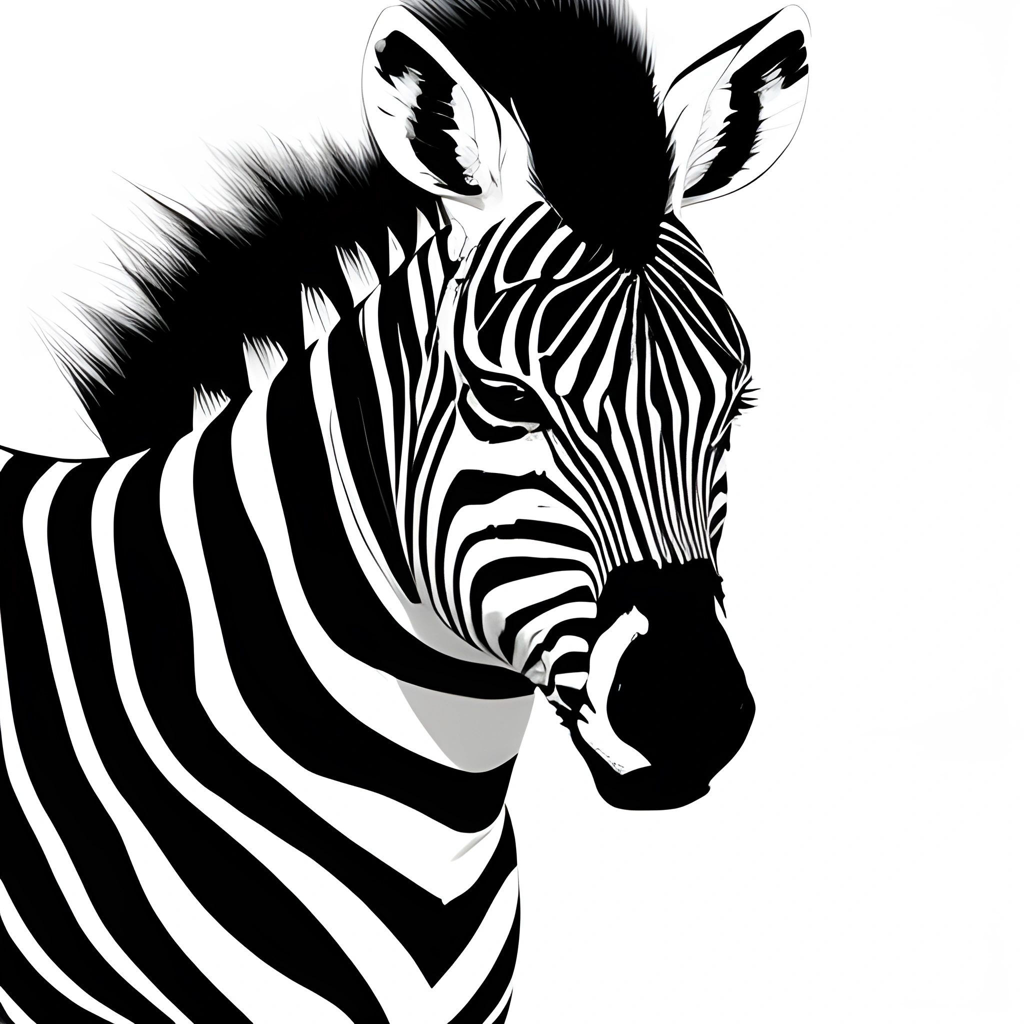 zebra with black and white stripes standing in front of a white background