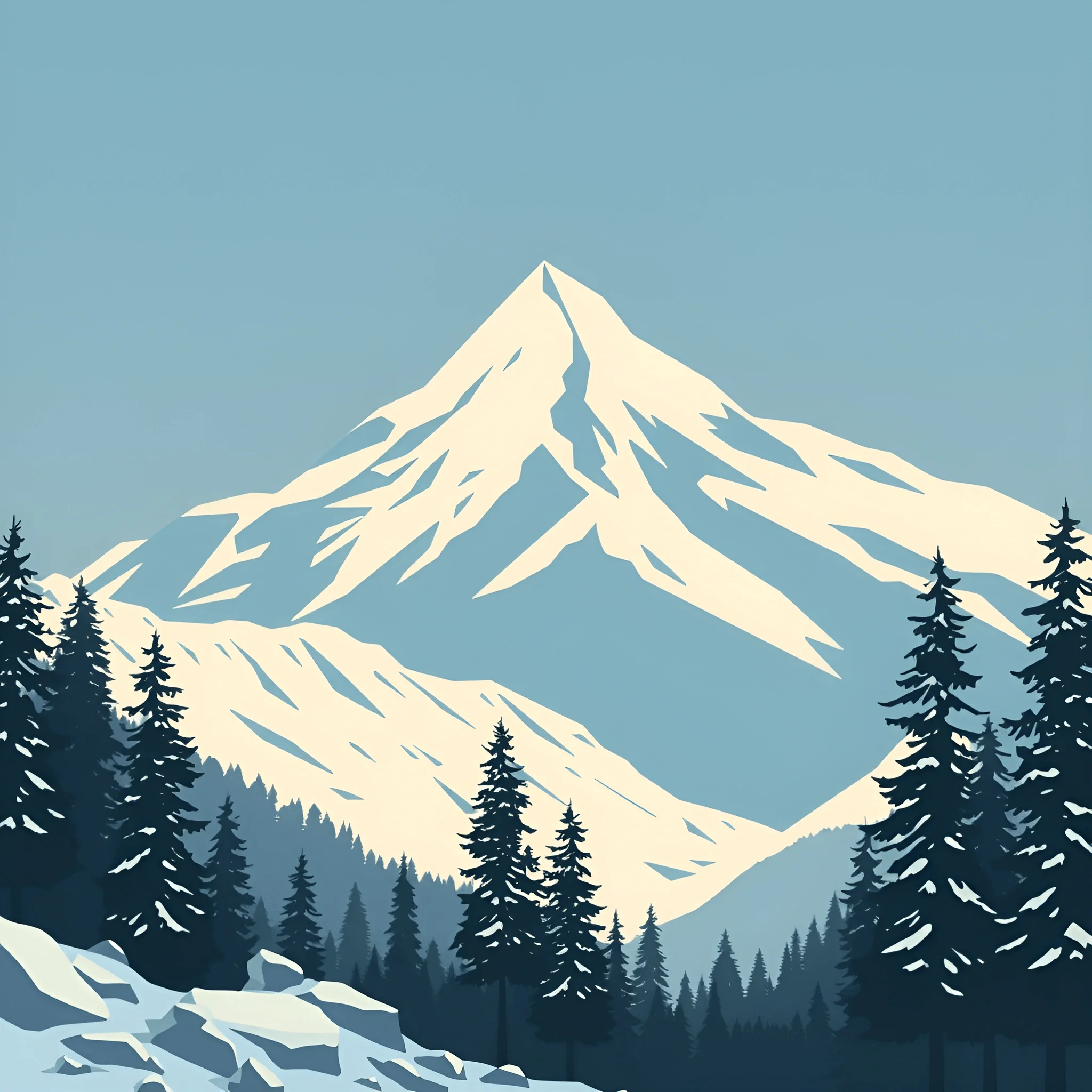 Snow-Capped Mountain with Pine Forest - Free Download - AI Scribbles