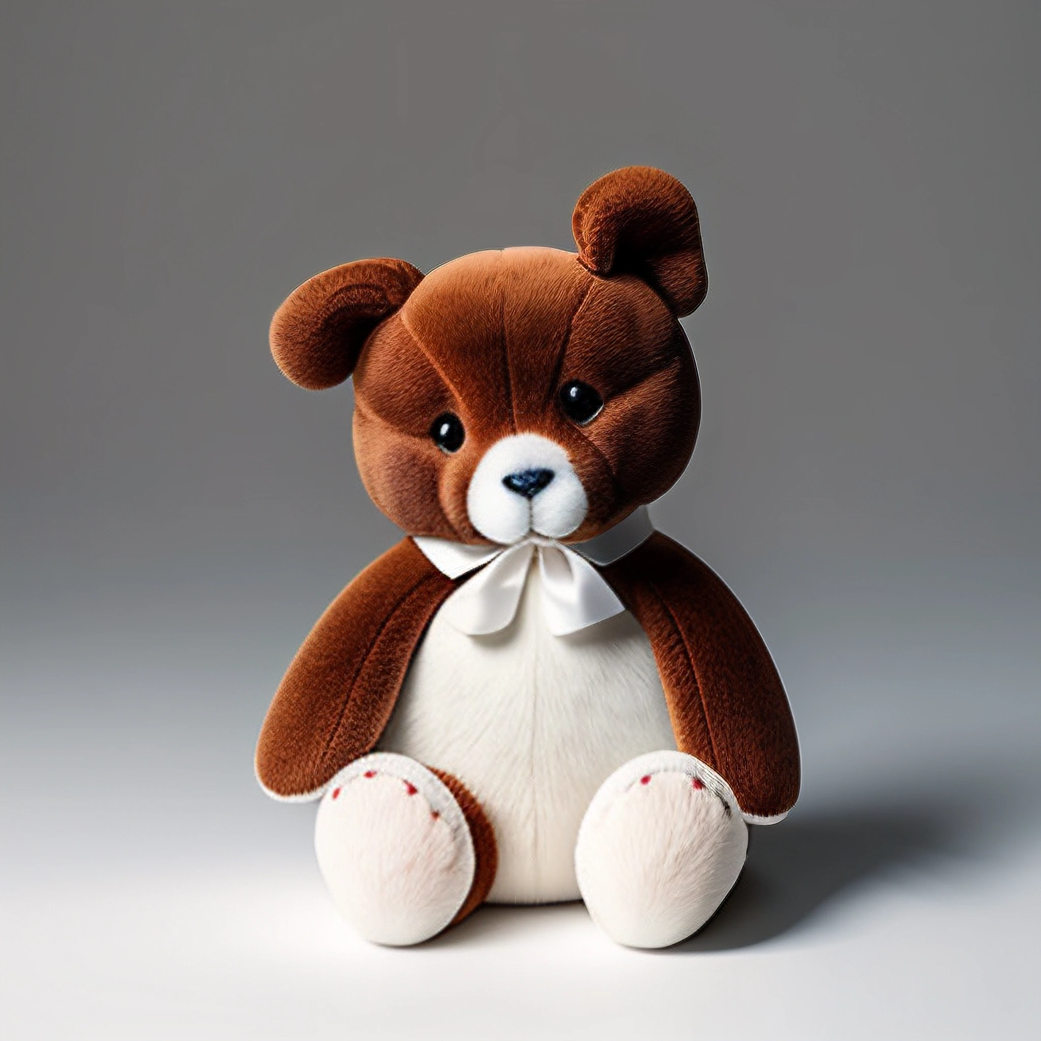 a brown teddy bear with a white bow on it