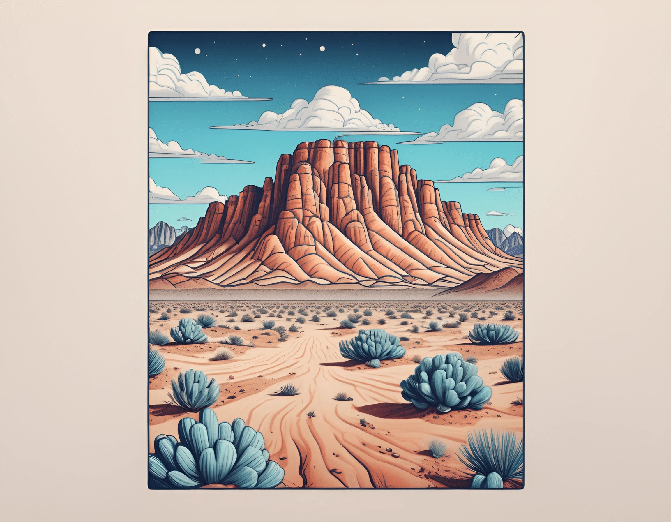 Desert Landscape with Red Rock Formation - Free Download - AI Scribbles