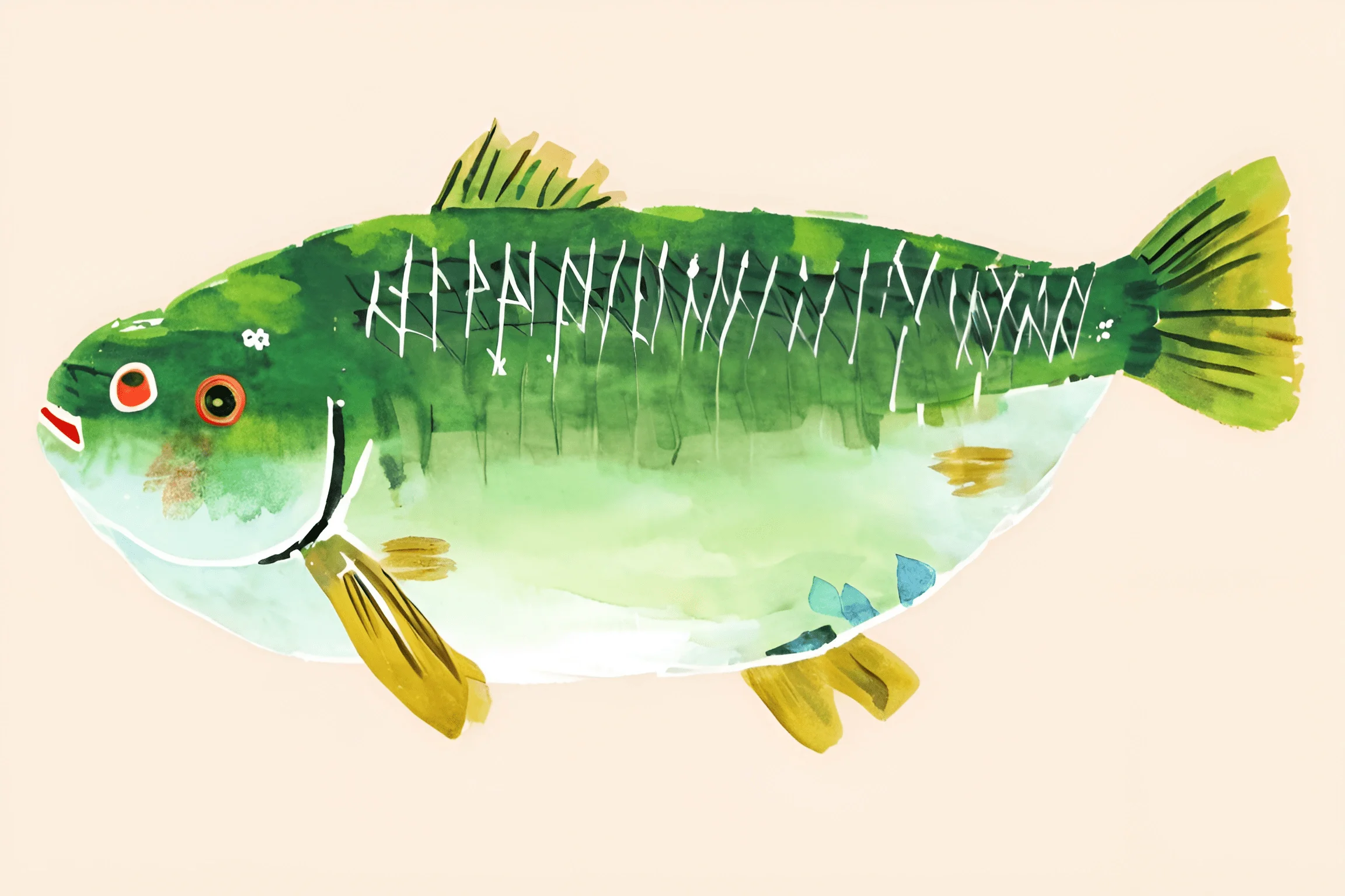 Whimsical Green Fish Illustration - Free Download - AI Scribbles