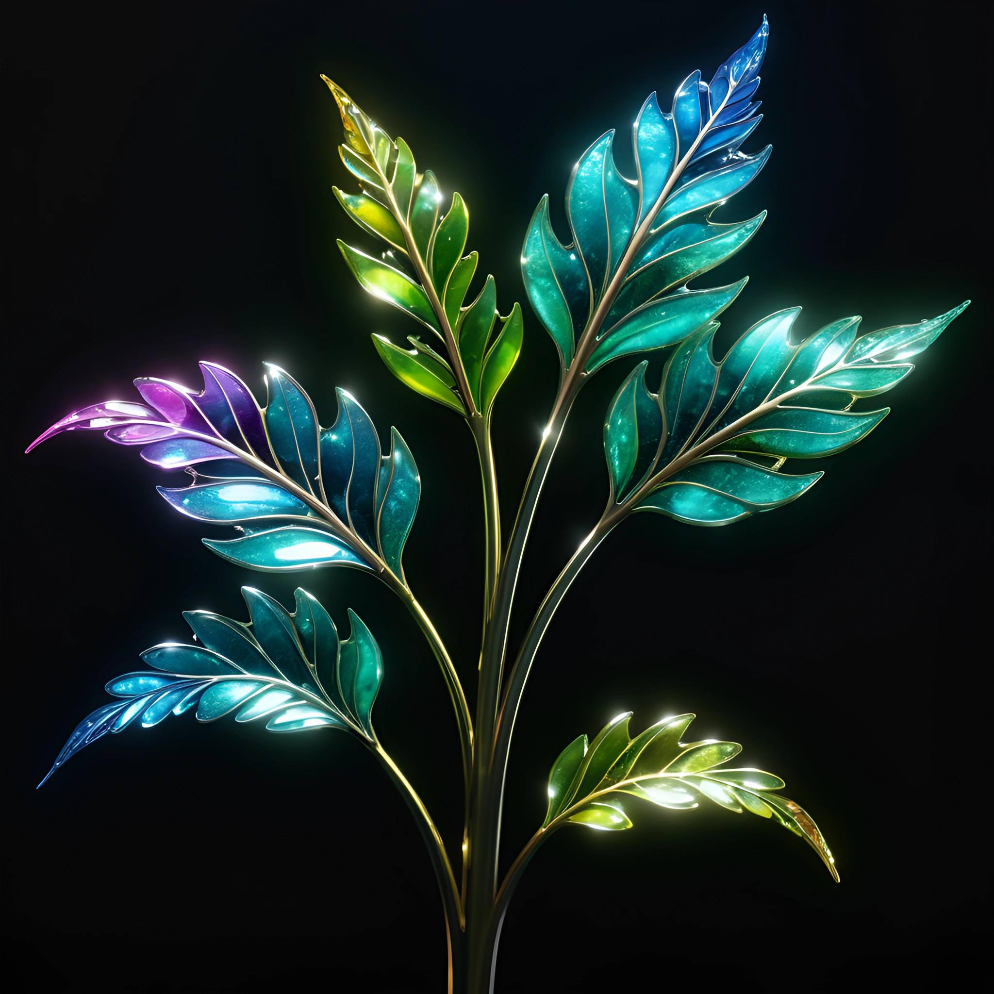 Glowing Colorful Leaves - Free Download - AI Scribbles