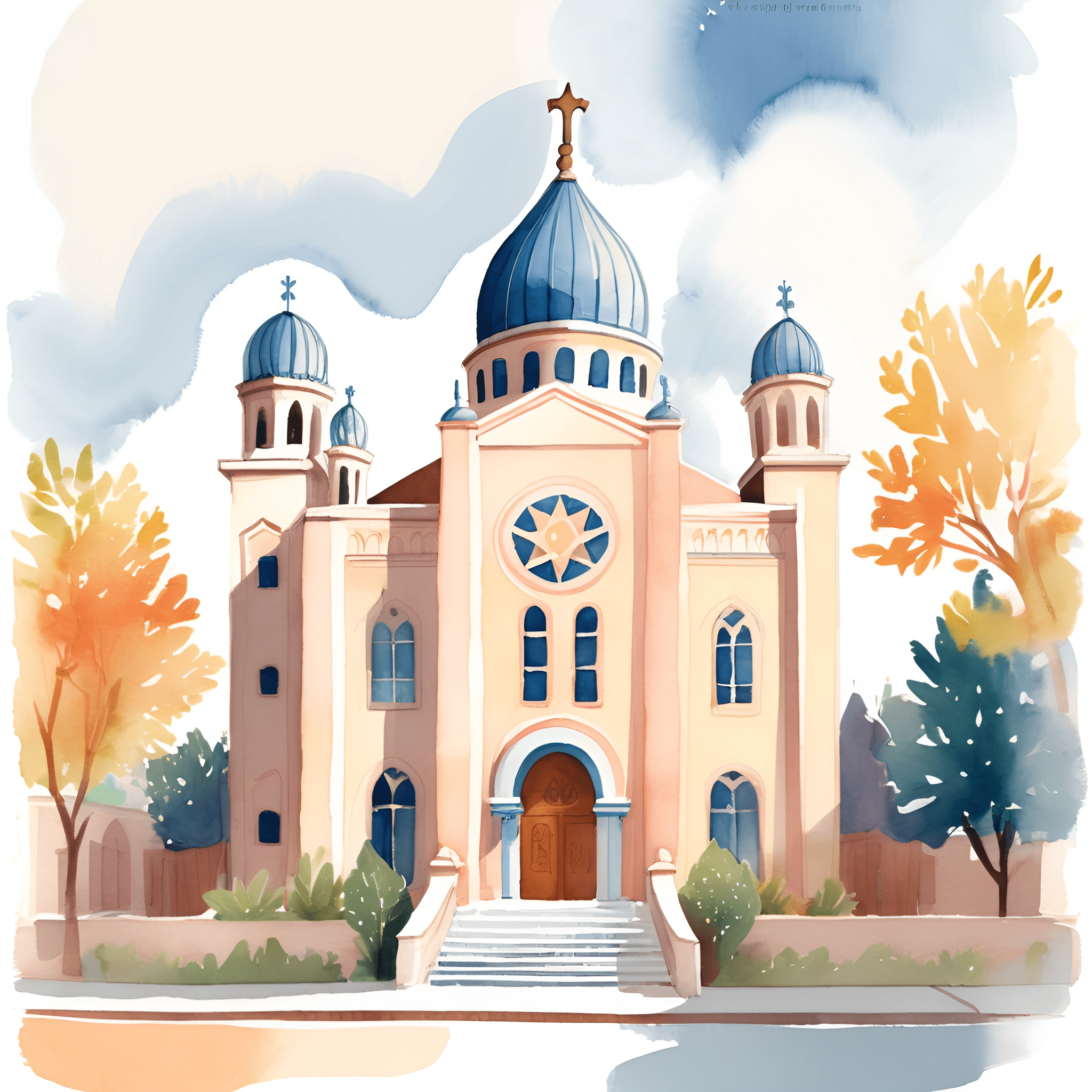Watercolor Painting of a Historic Church - Free Download - AI Scribbles
