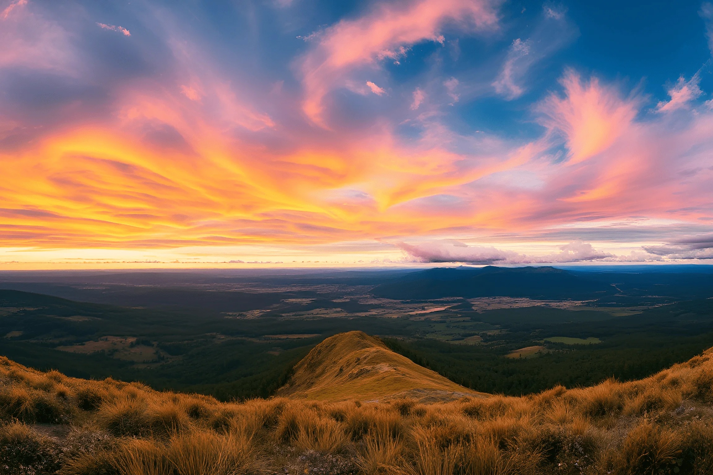 Mountain Landscape at Colorful Sunset - Free Download - AI Scribbles