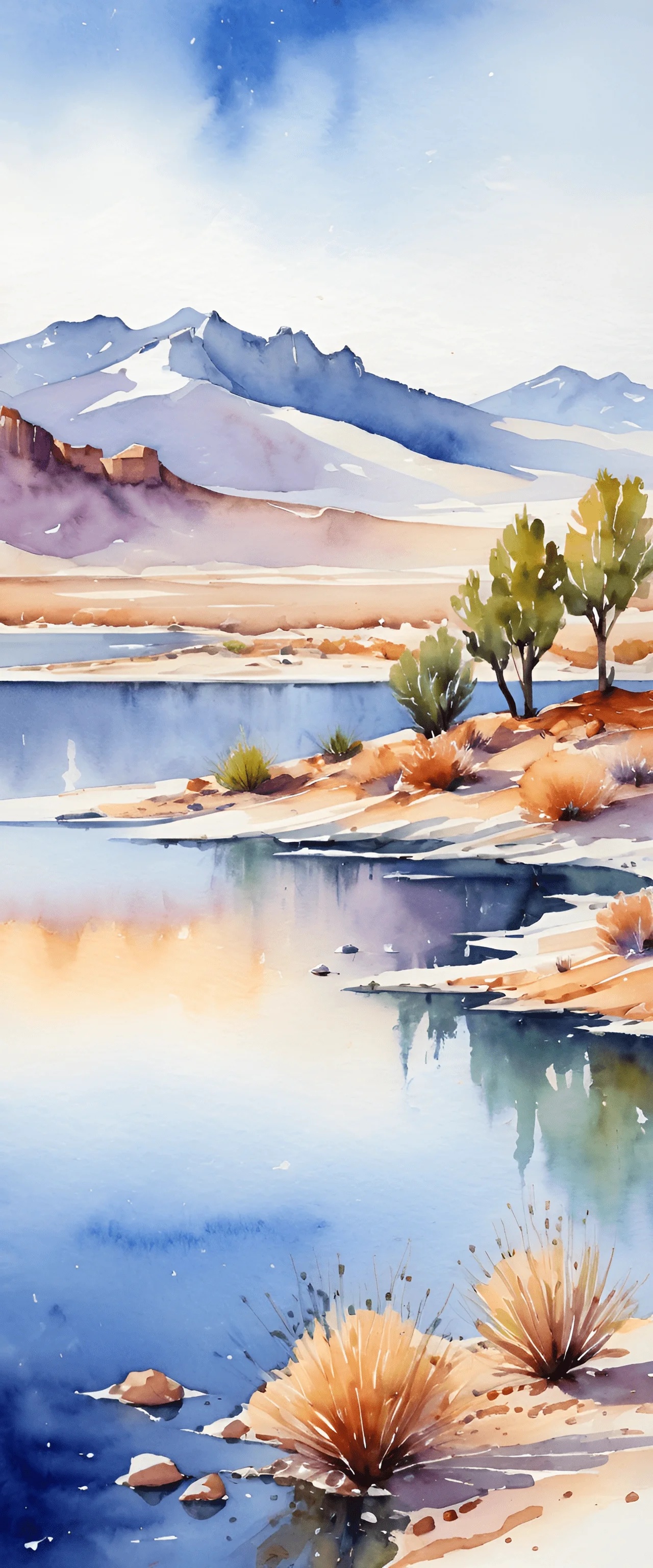 Serene Watercolor Landscape of Mountains and River - Free Download - AI ...