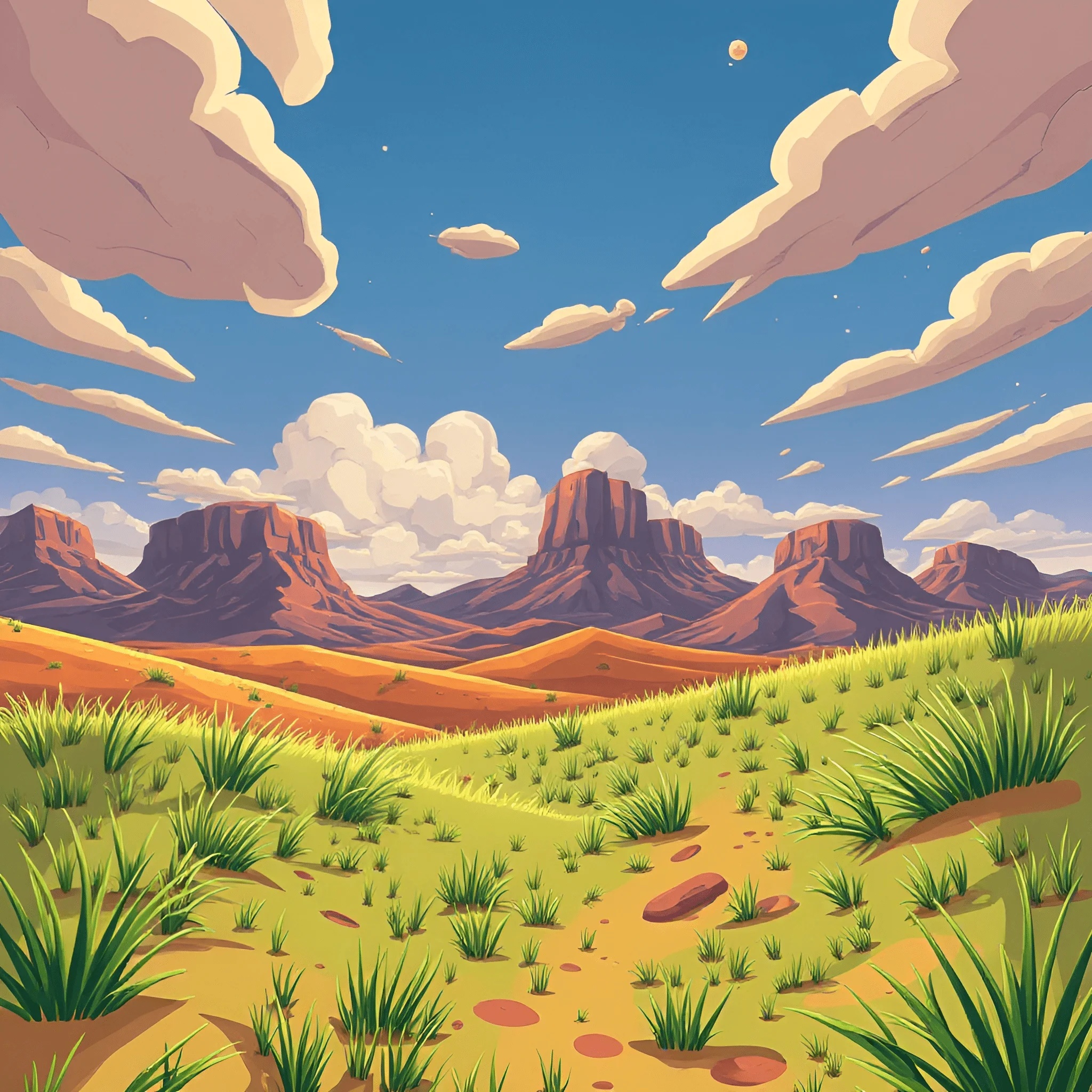Computer Animated Landscape Animated Desert Landscape With Mesas And Grass - Free Download - AI ...