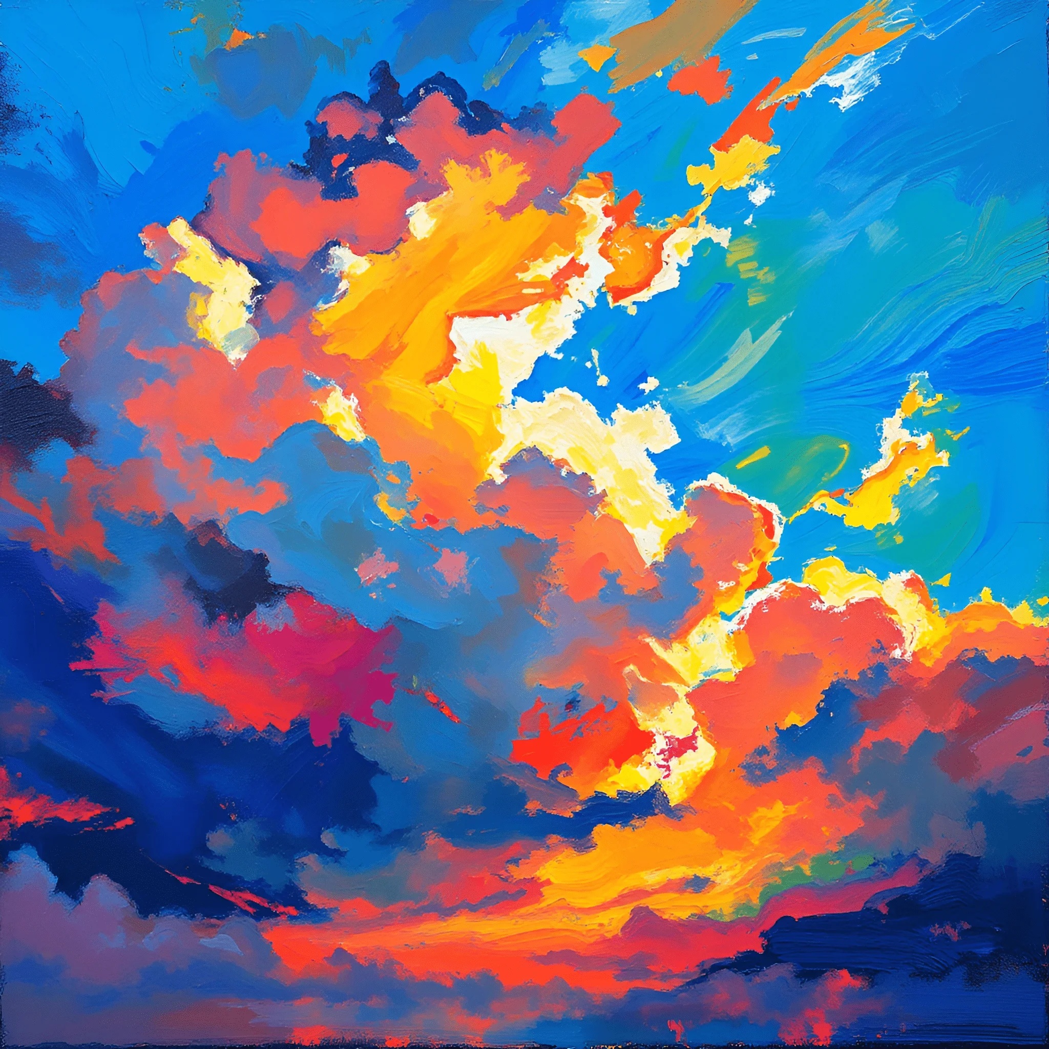 Abstract Colorful Sunset Sky Painting - Free Download - AI Scribbles