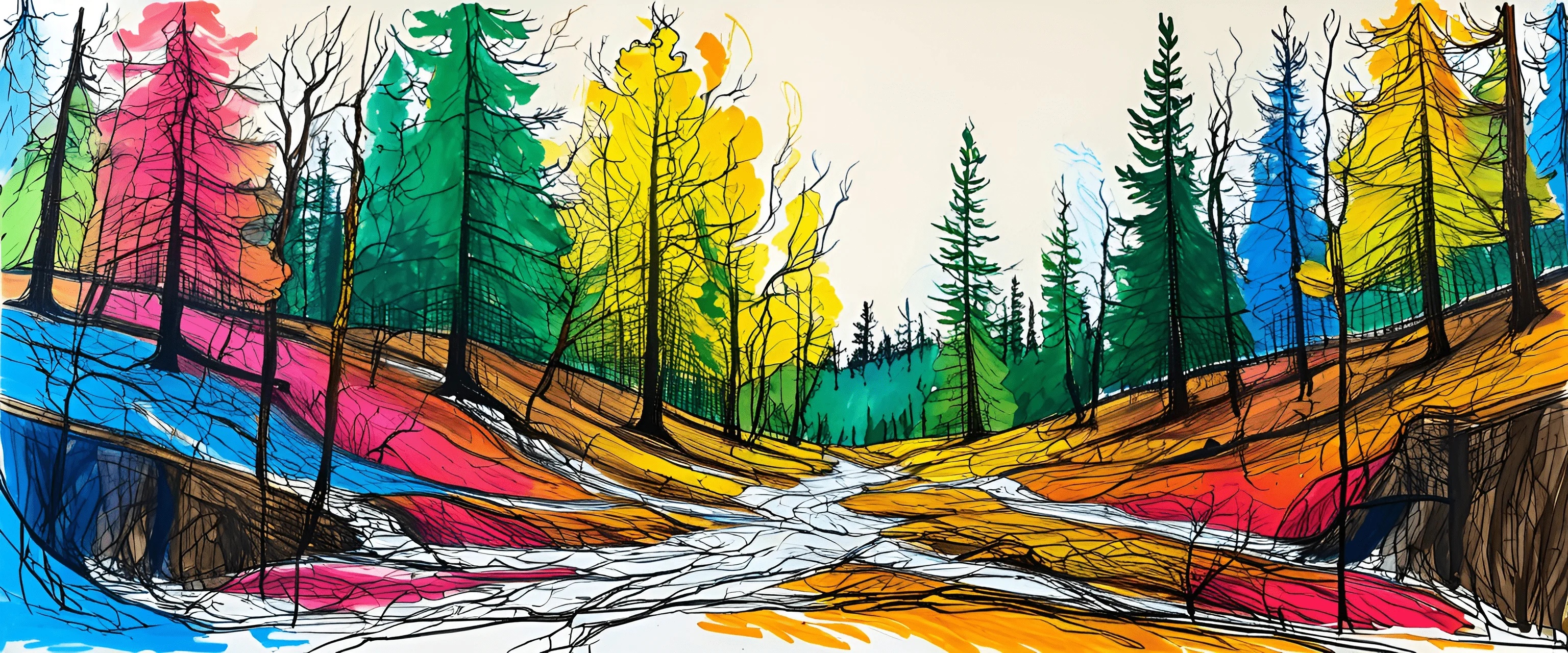Graphical Abstract Forestry Abstract Forest Landscape With Colorful Trees - Free Download - AI ...
