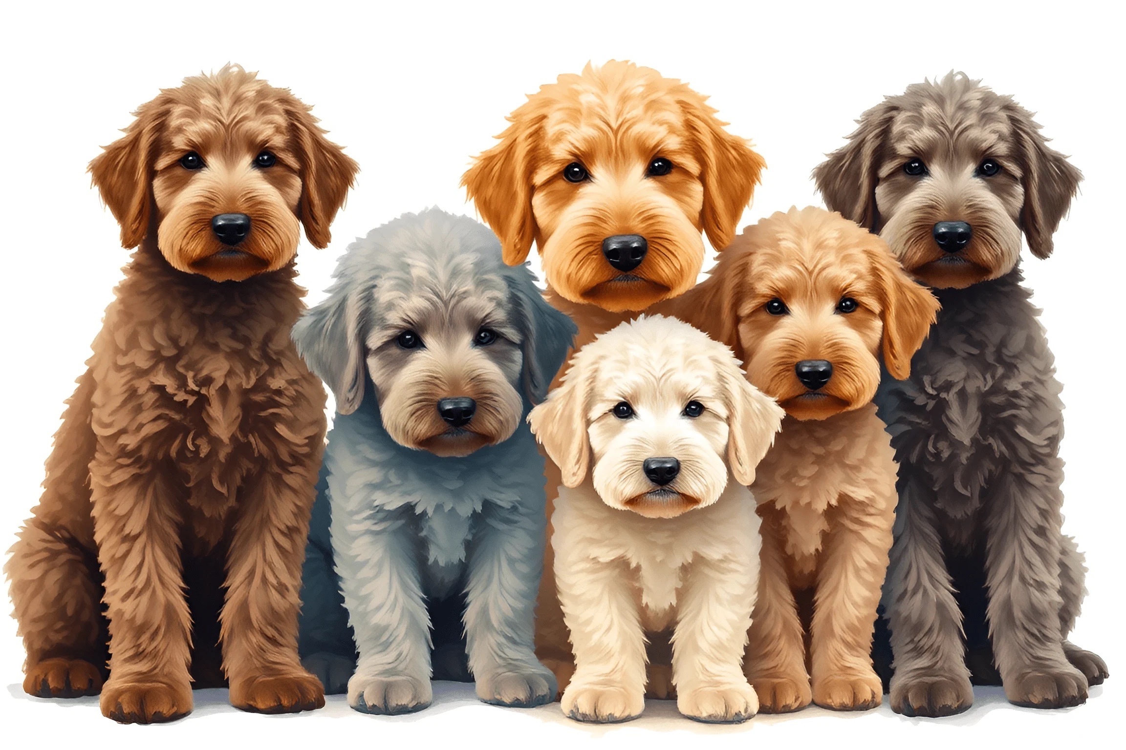Group Portrait of Labradoodle Puppies - Free Download - AI Scribbles