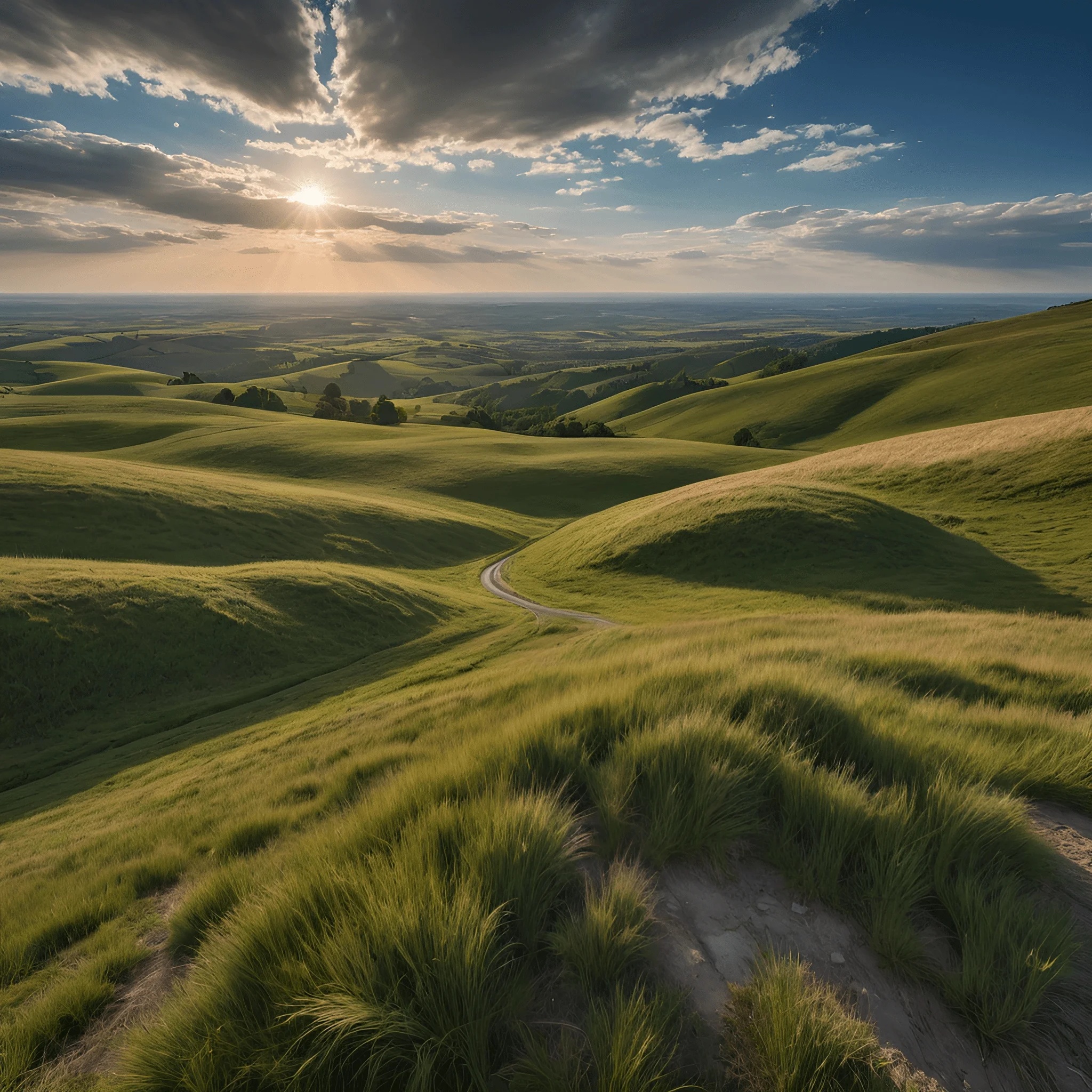 Serene Landscape with Rolling Hills at Sunset - Free Download - AI ...