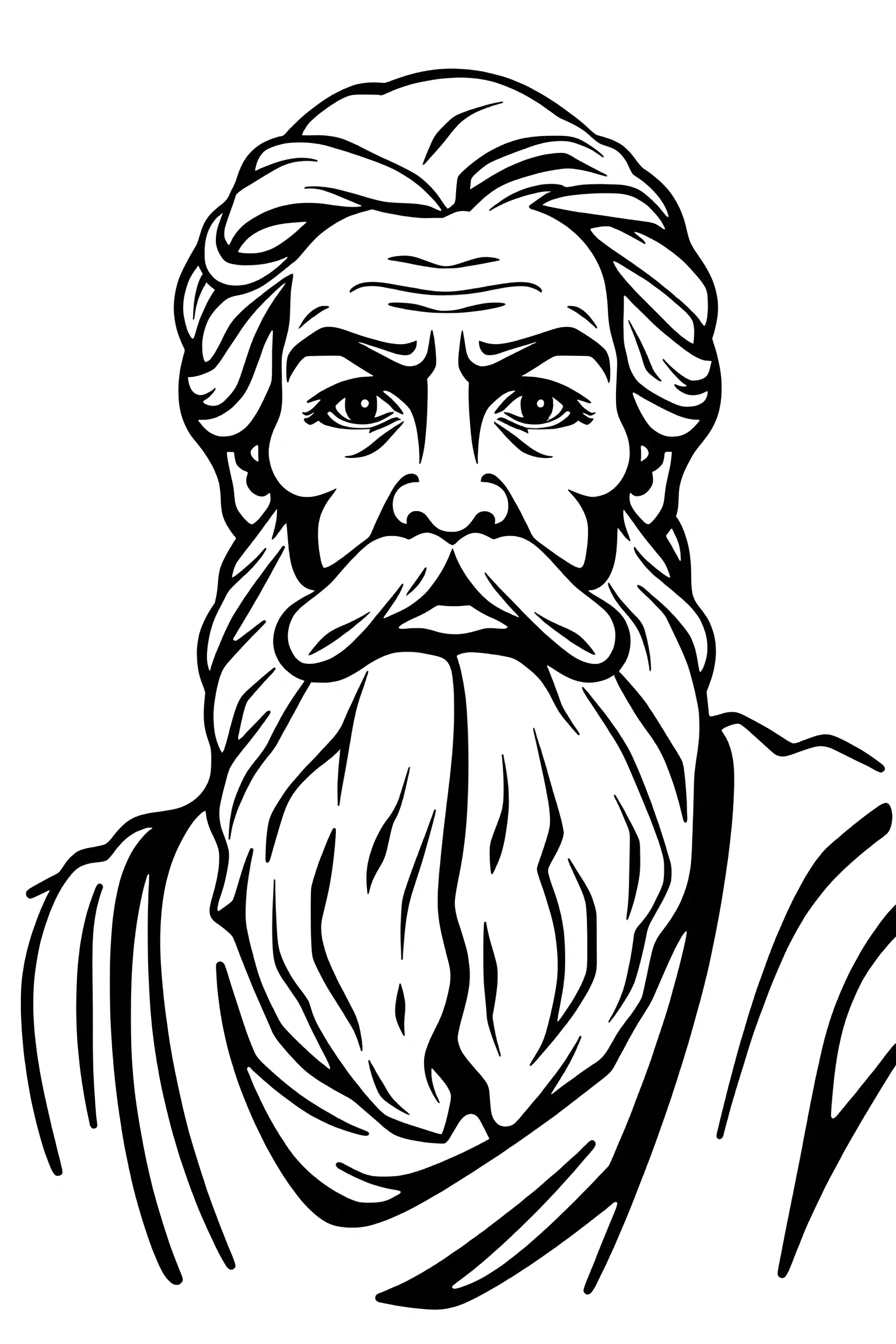 Black and White Illustrated Portrait of an Elderly Bearded Man - Free ...