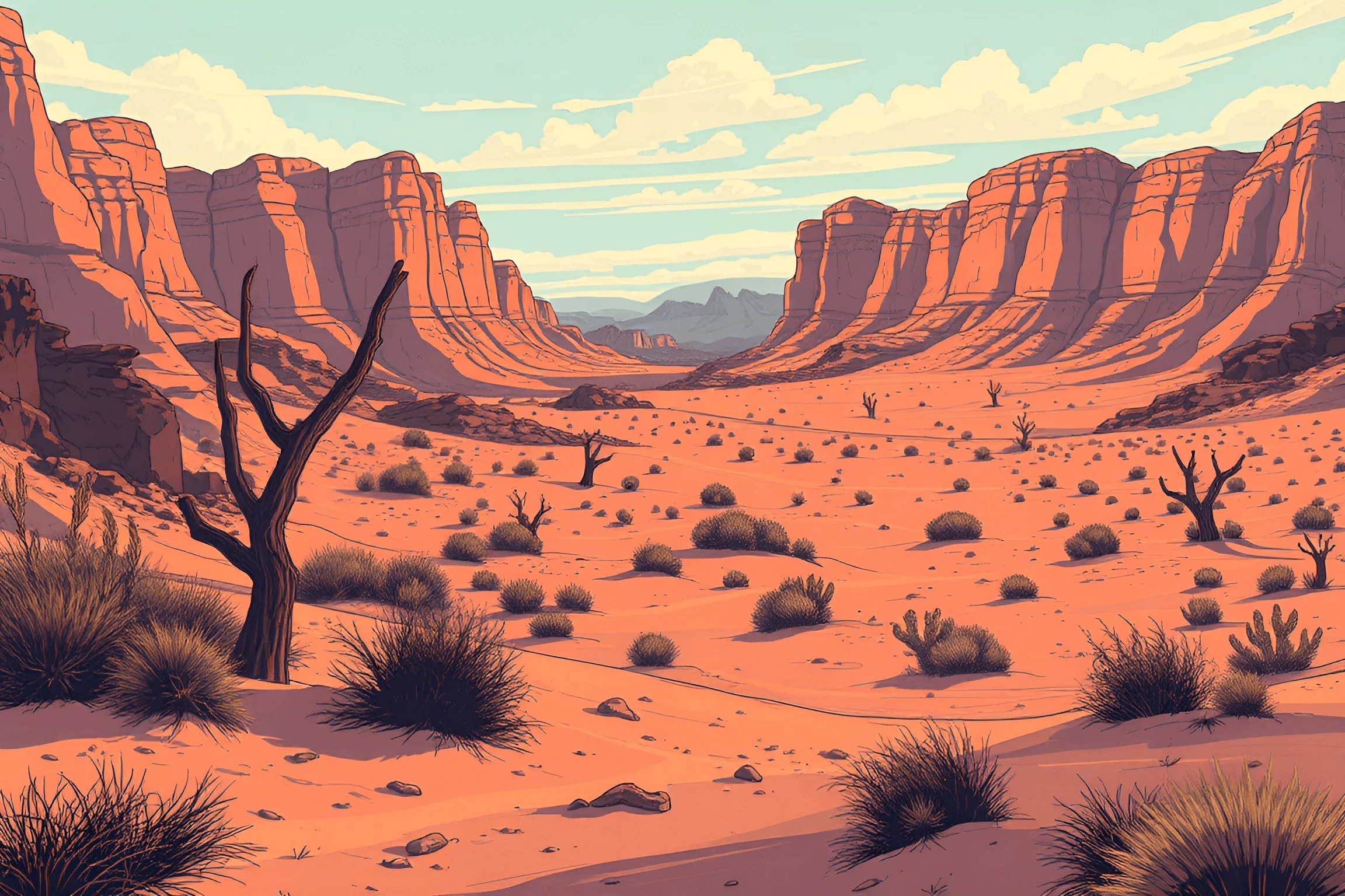 Desert Canyon Landscape - Free Download - AI Scribbles