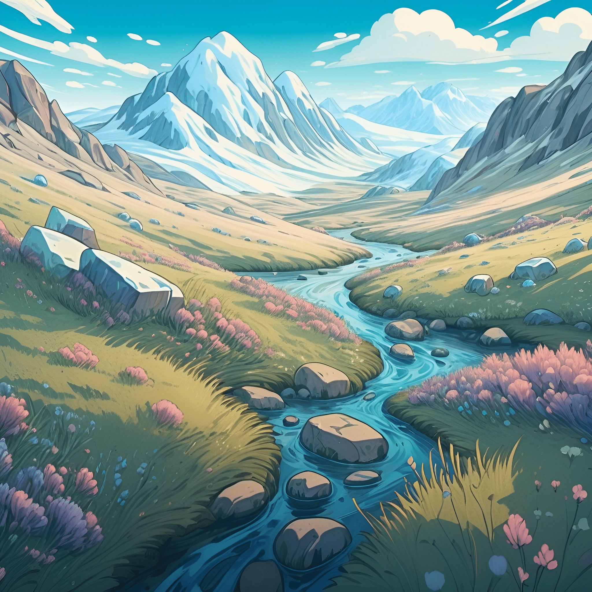 Springtime Mountain Stream - Free Download - AI Scribbles