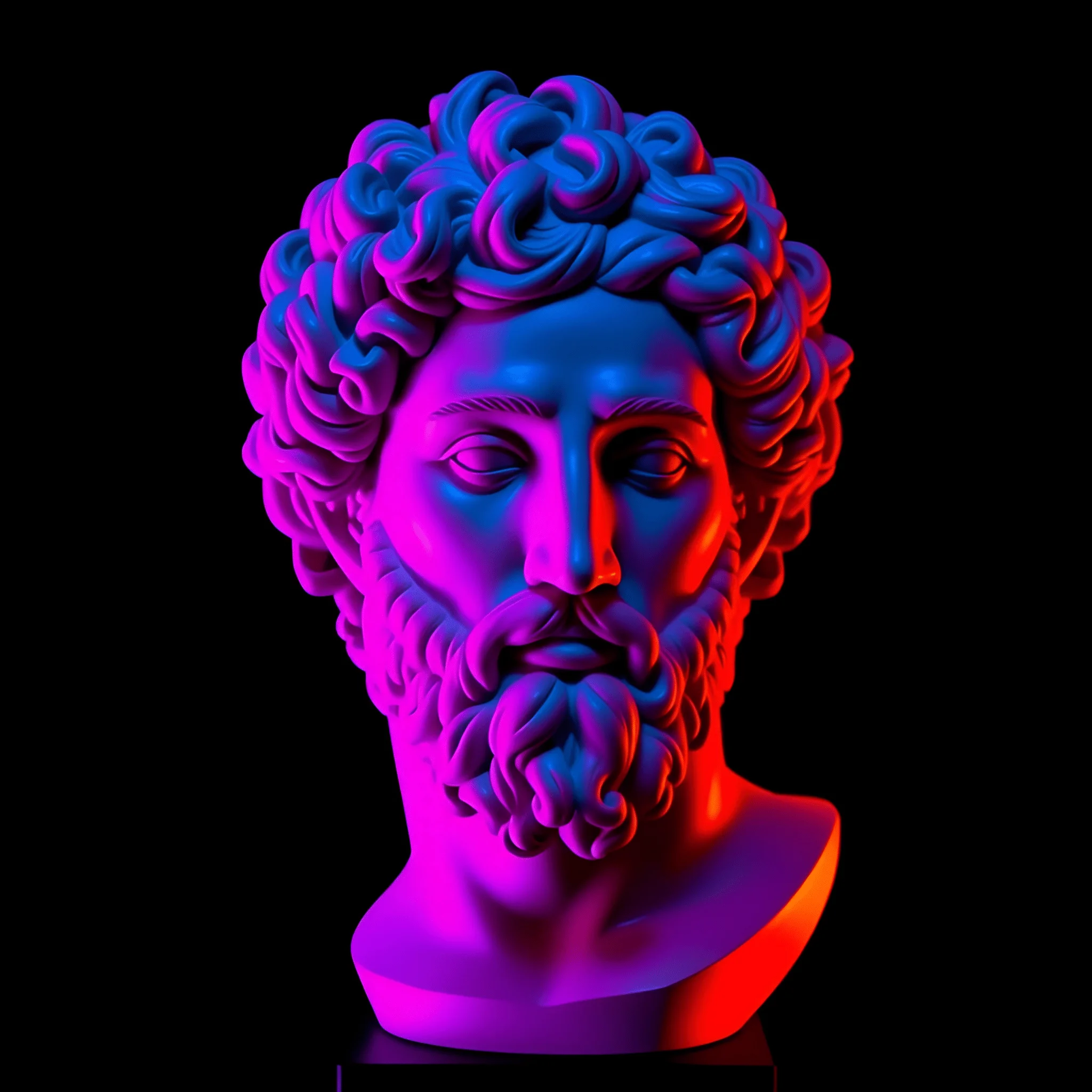 Neon Lit Classical Greek Bust - Free Download - AI Scribbles